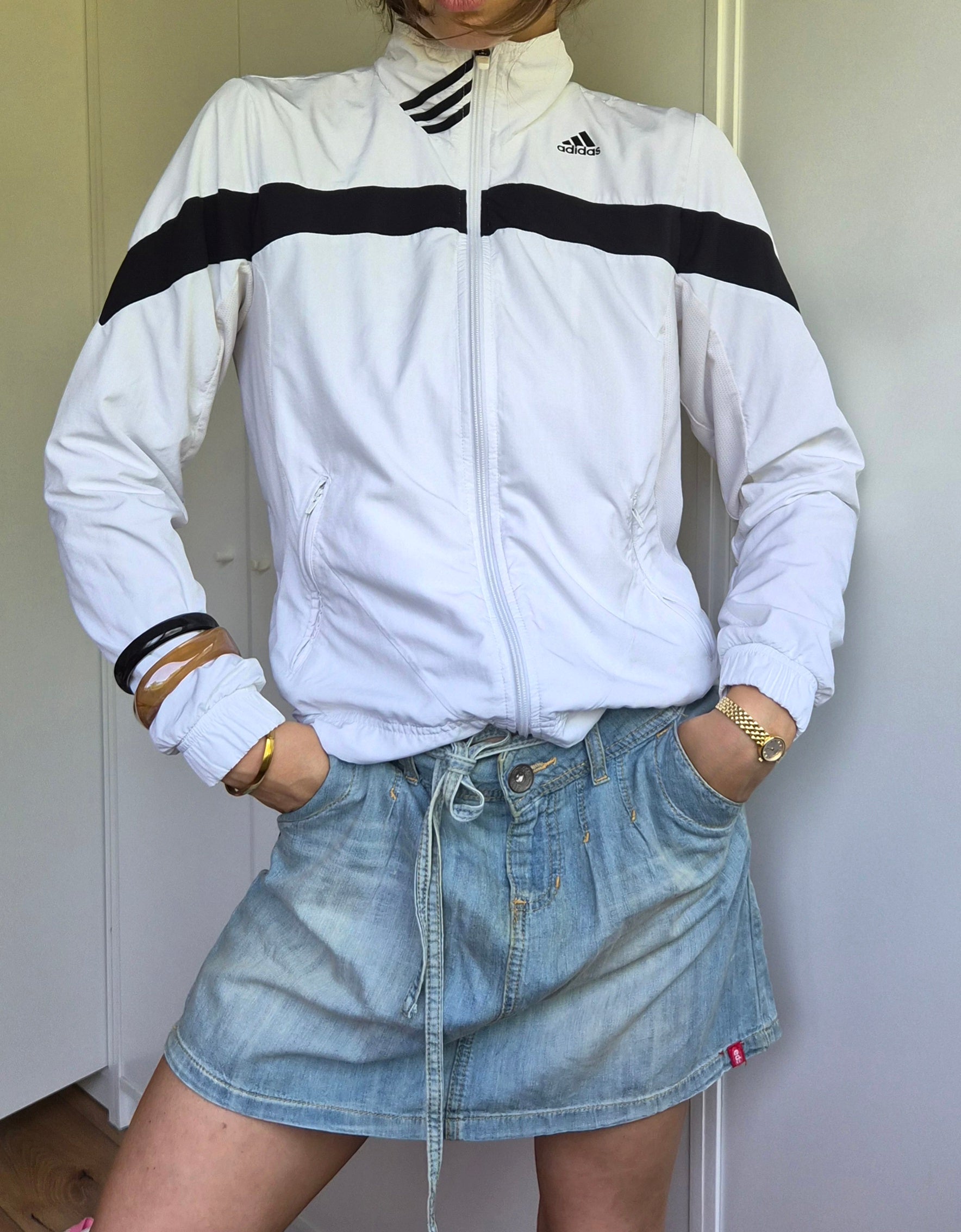 Adidas Vintage Trainingsjacke Weiß | Y2K 2006 | S