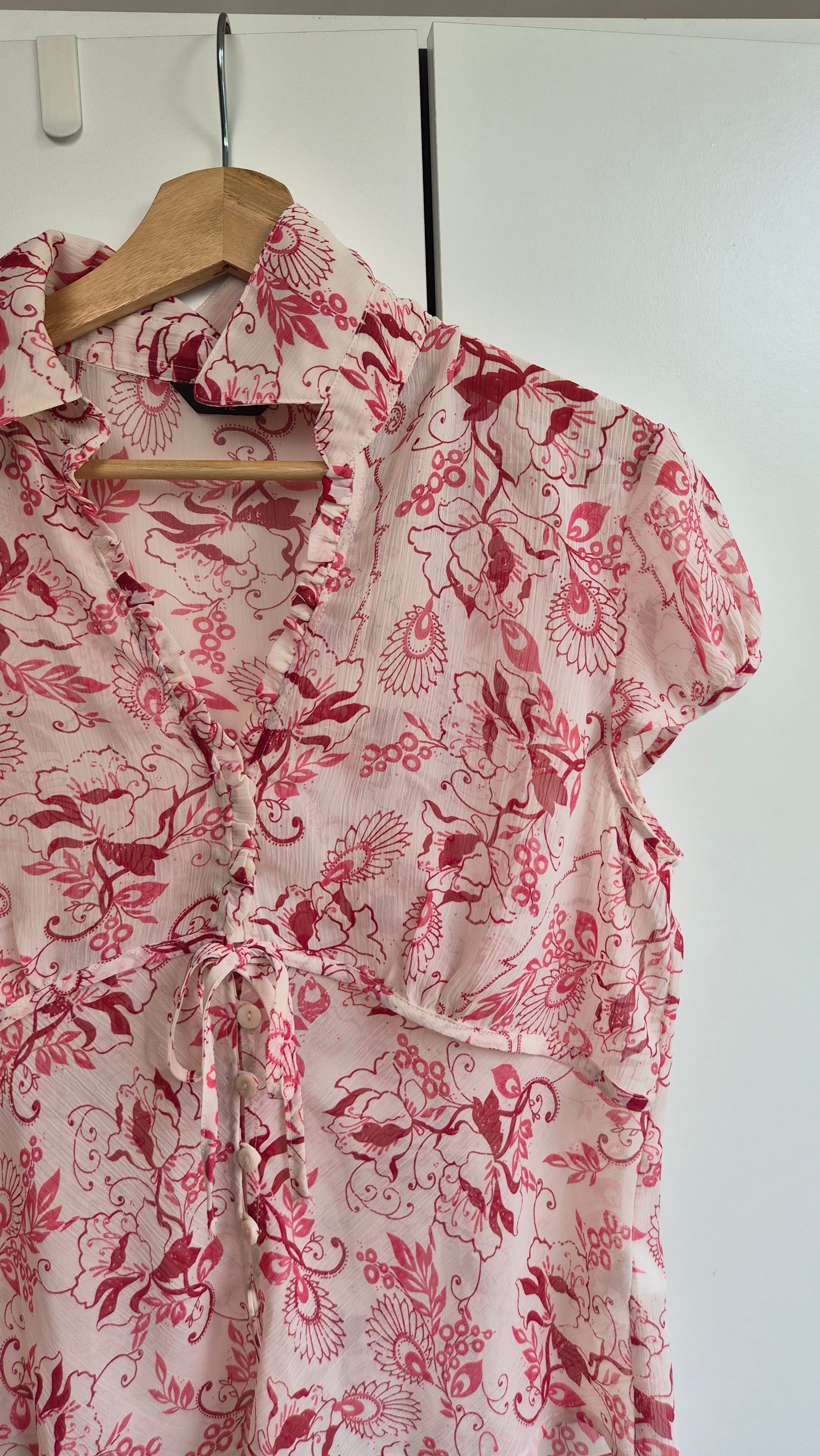 Florale Y2K Kurzarm Bluse