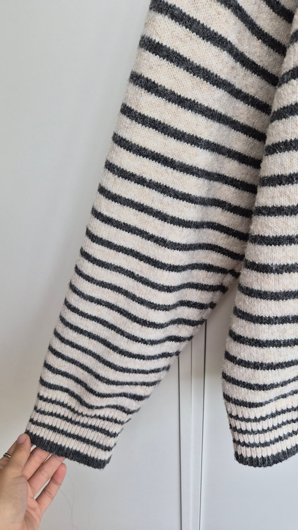 Striped Knit Cardigan| Creamy Grey | Scandi (S)