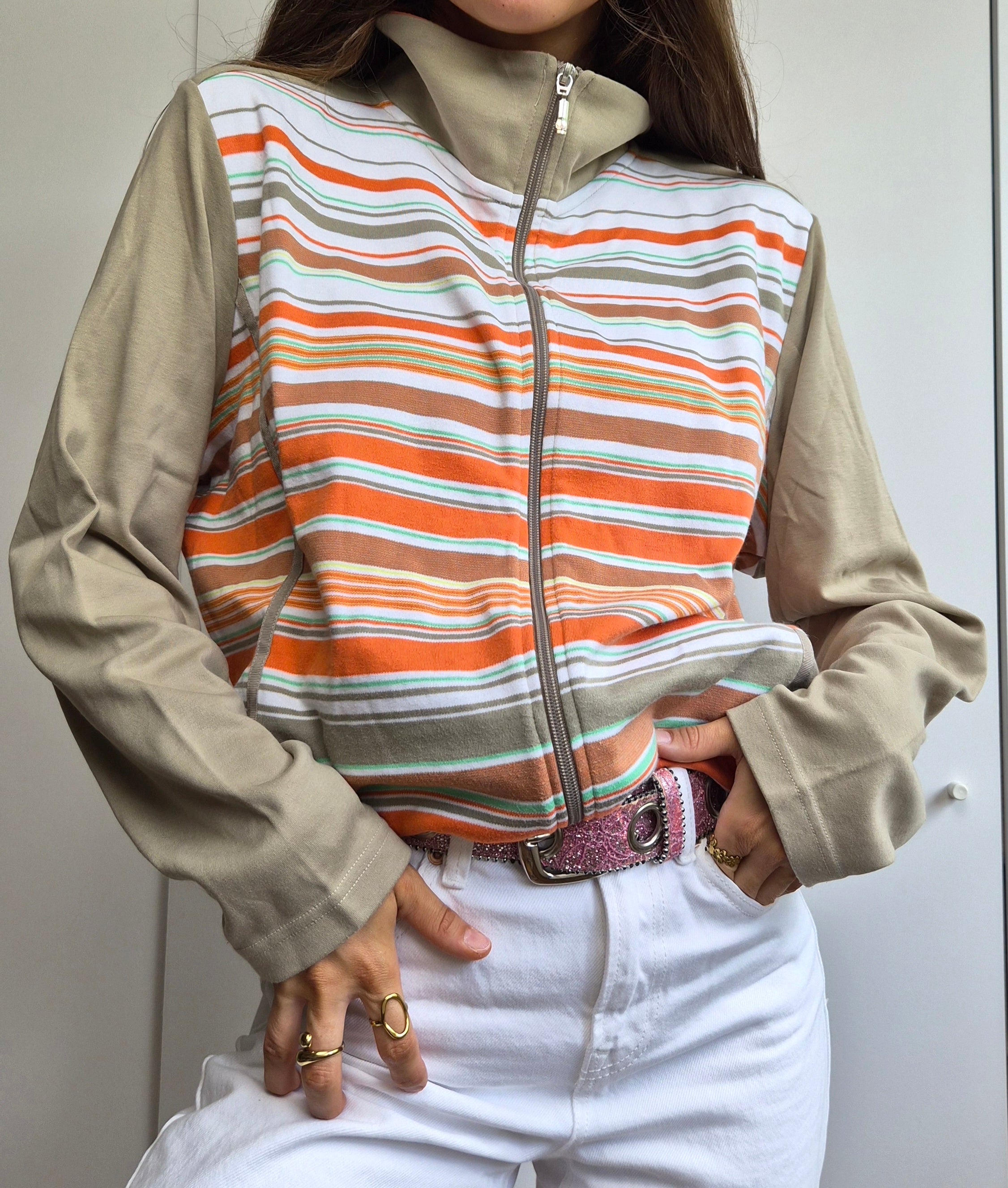 Vintage Zip Sweatjacke Streifen