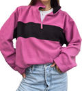 Vintage Fleece Half Zip Pink Black | Colourblock (L)