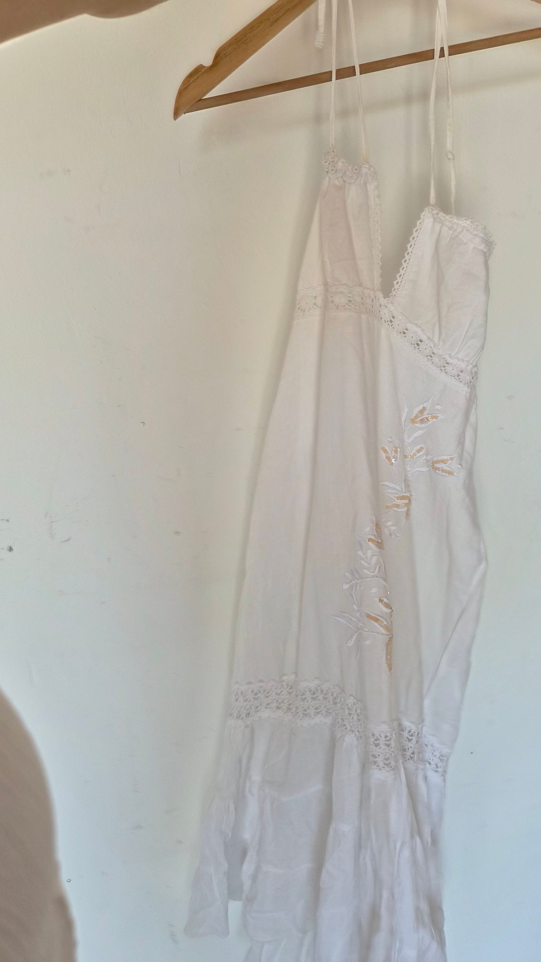 Long Dress | Baumwolle | weiß | Boho | Gr.S