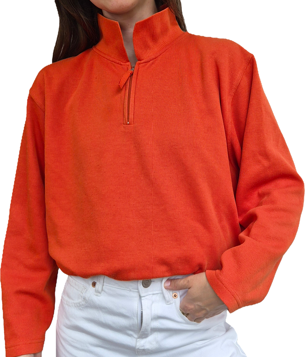 Vintage Halfzip  |Baumwollmischung | Pumpkin orange (L)