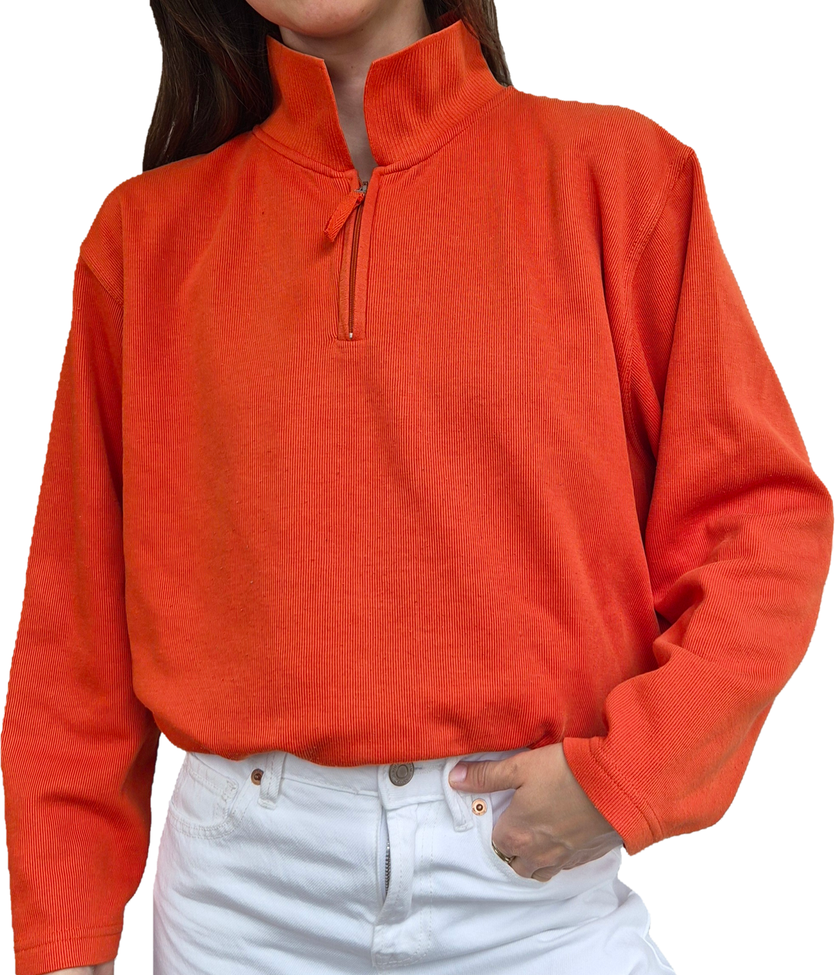 Vintage Halfzip  |Baumwollmischung | Pumpkin orange (L)
