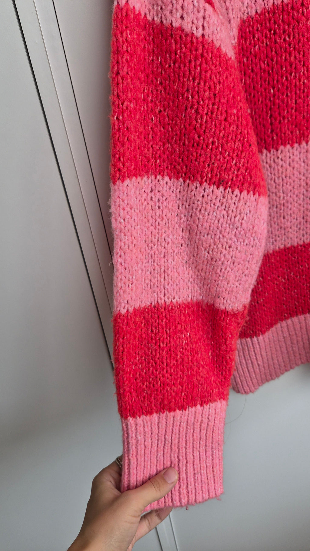 Striped Knit Sweater | Pink Red  | oversized (S)