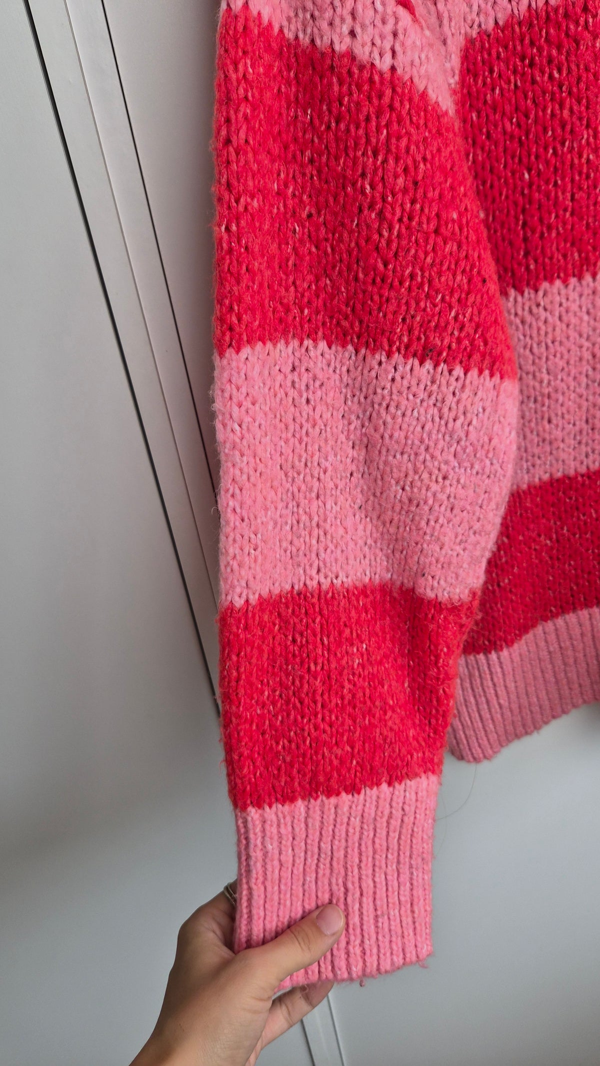 Striped Knit Sweater | Pink Red  | oversized (S)