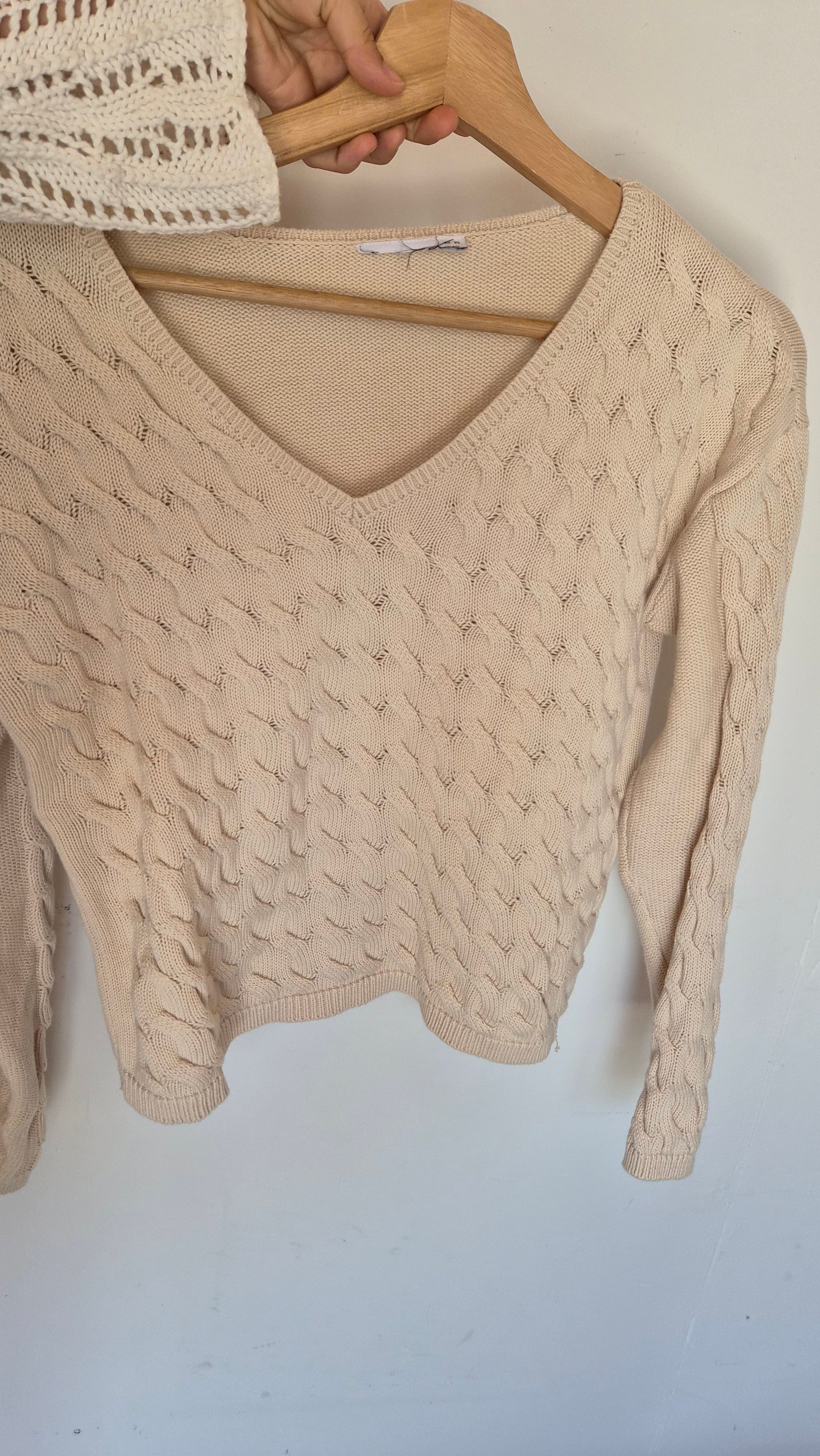 Baumwoll Strickpullover | Beige | Cottage | S