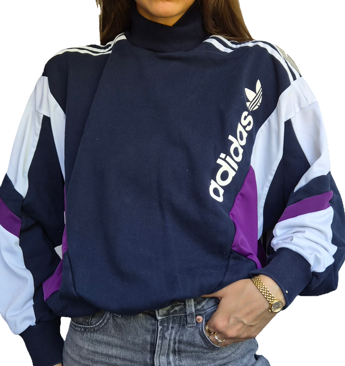 Adidas Sweater | Crewneck | Vintage Style | Marine Purple | S