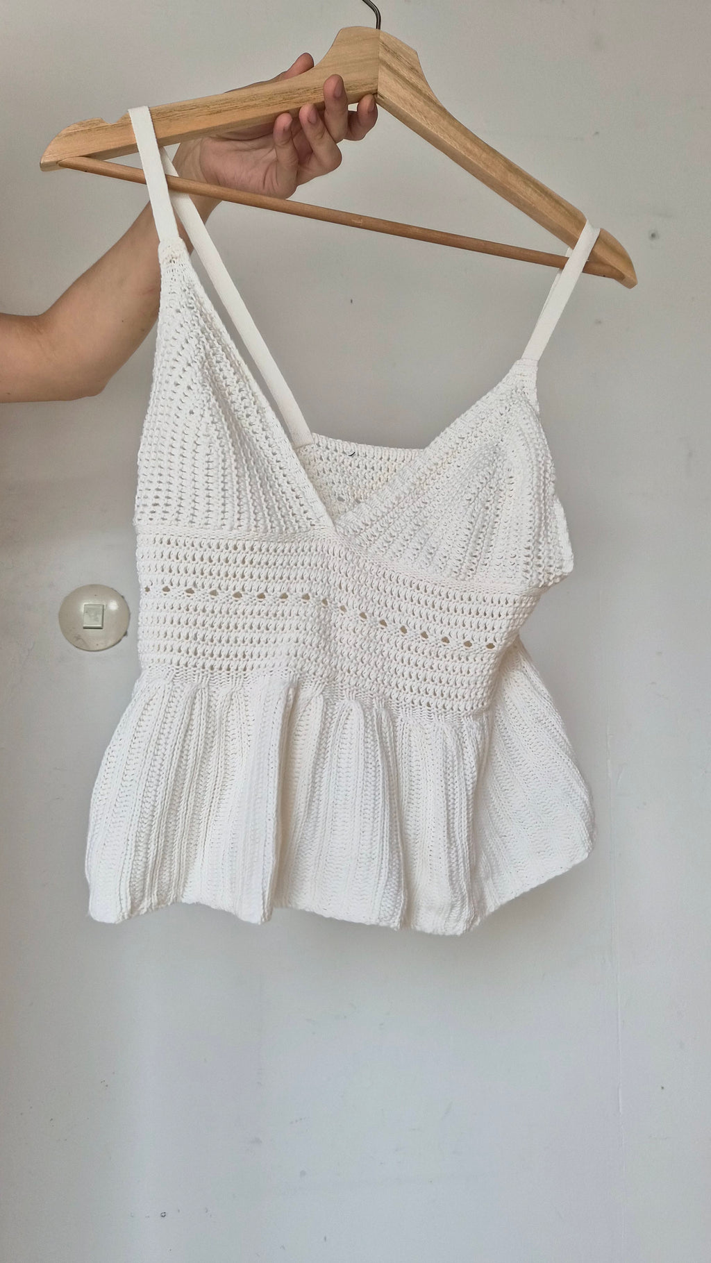 Häkel-Top in Off-White S