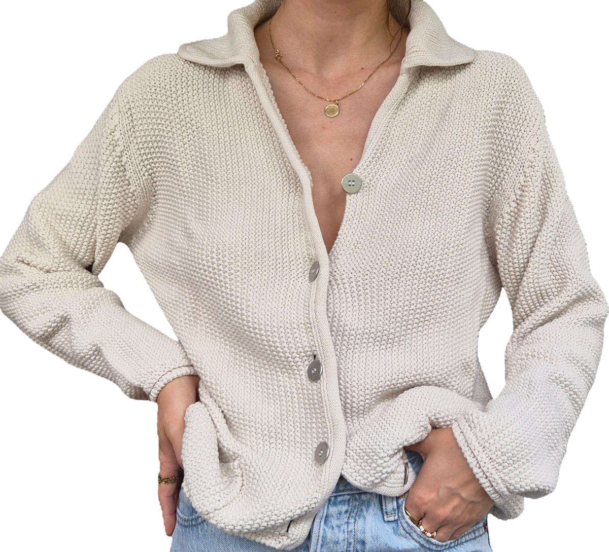 Vintage Cardigan | 100% Cotton | creme (S)