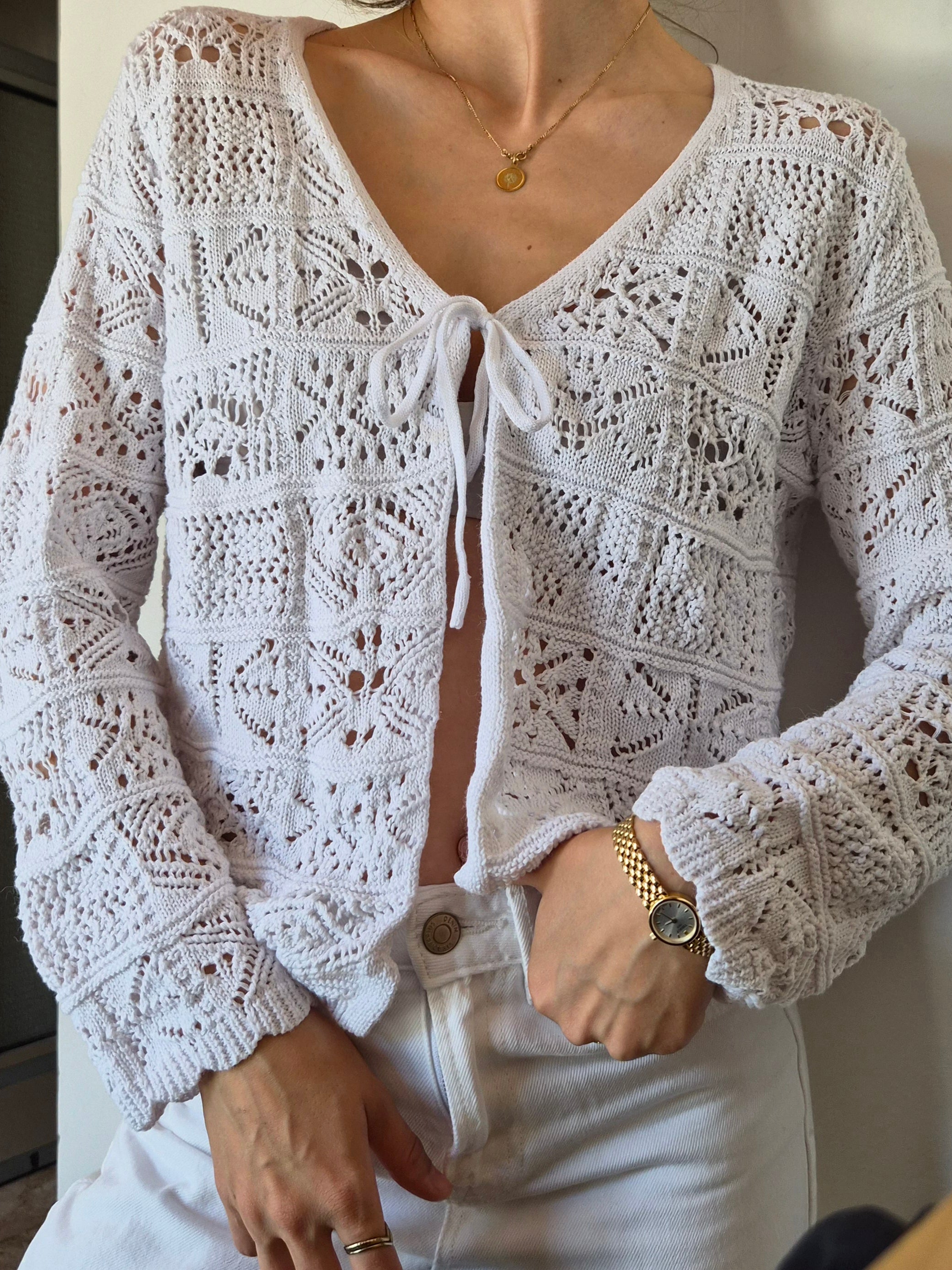 Leinen Jäckchen | Weiß | Boho | S