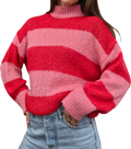 Striped Knit Sweater | Pink Red  | oversized (S)