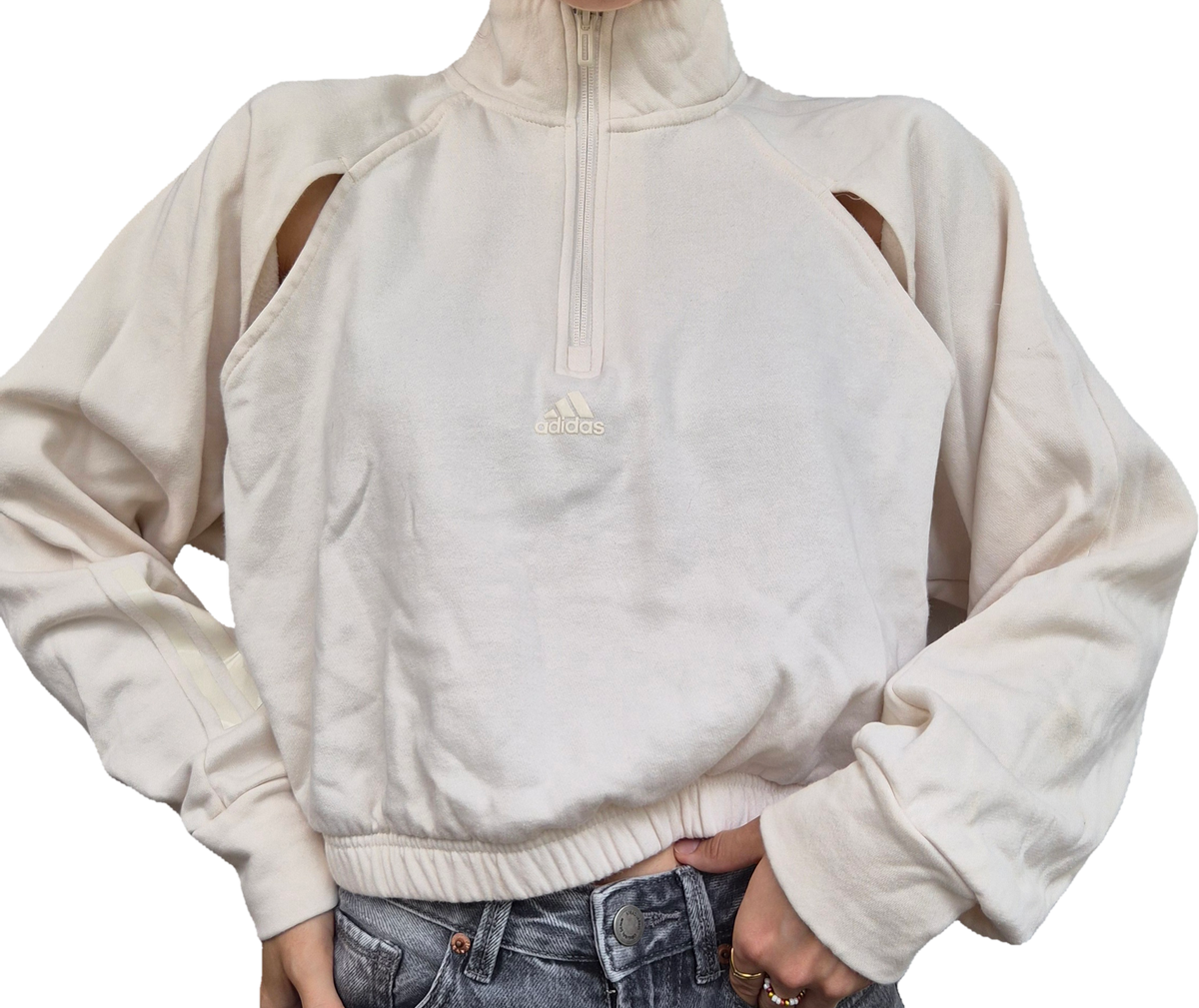 Adidas Halfzip Sweatshirt | Creamy Beige | S