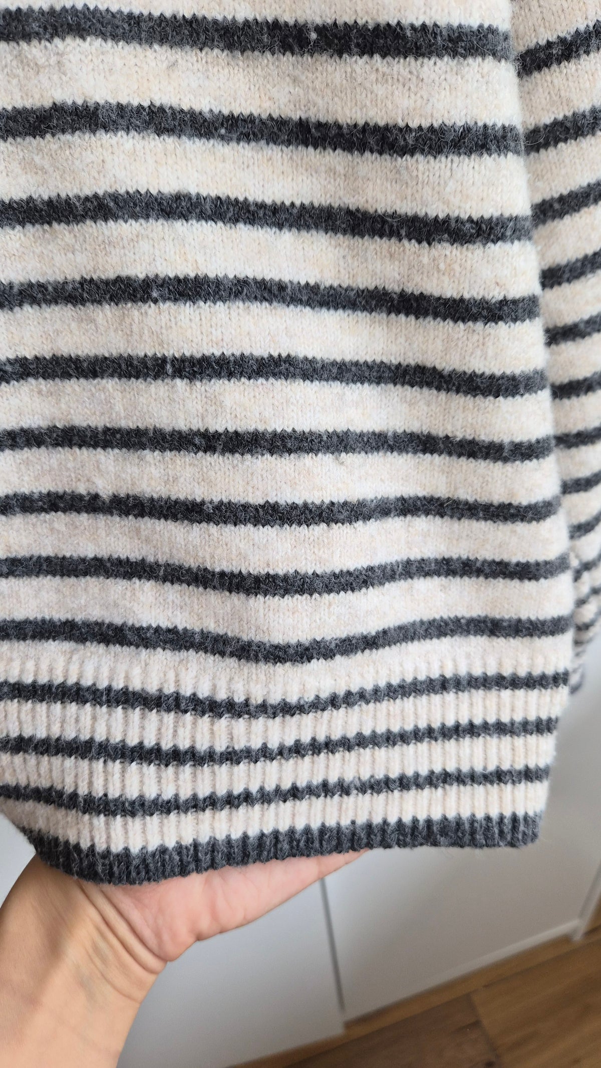 Striped Knit Cardigan| Creamy Grey | Scandi (S)