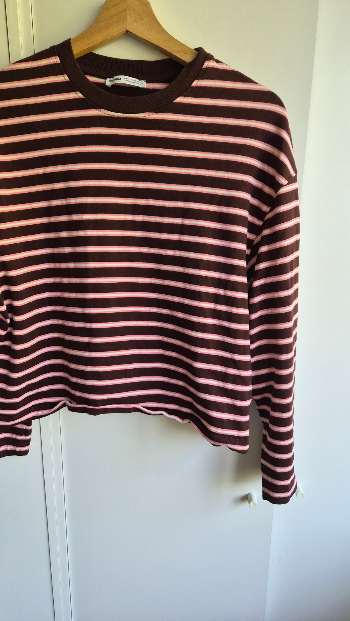 Streifen Longsleeve | 100% Cotton | Braun Pink | XS