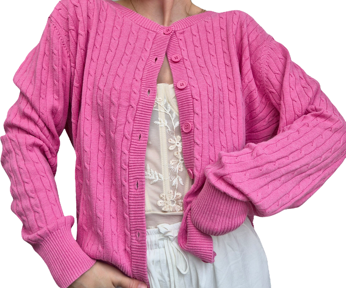 Cable Knit Cardigan |Blogger Pink (M)