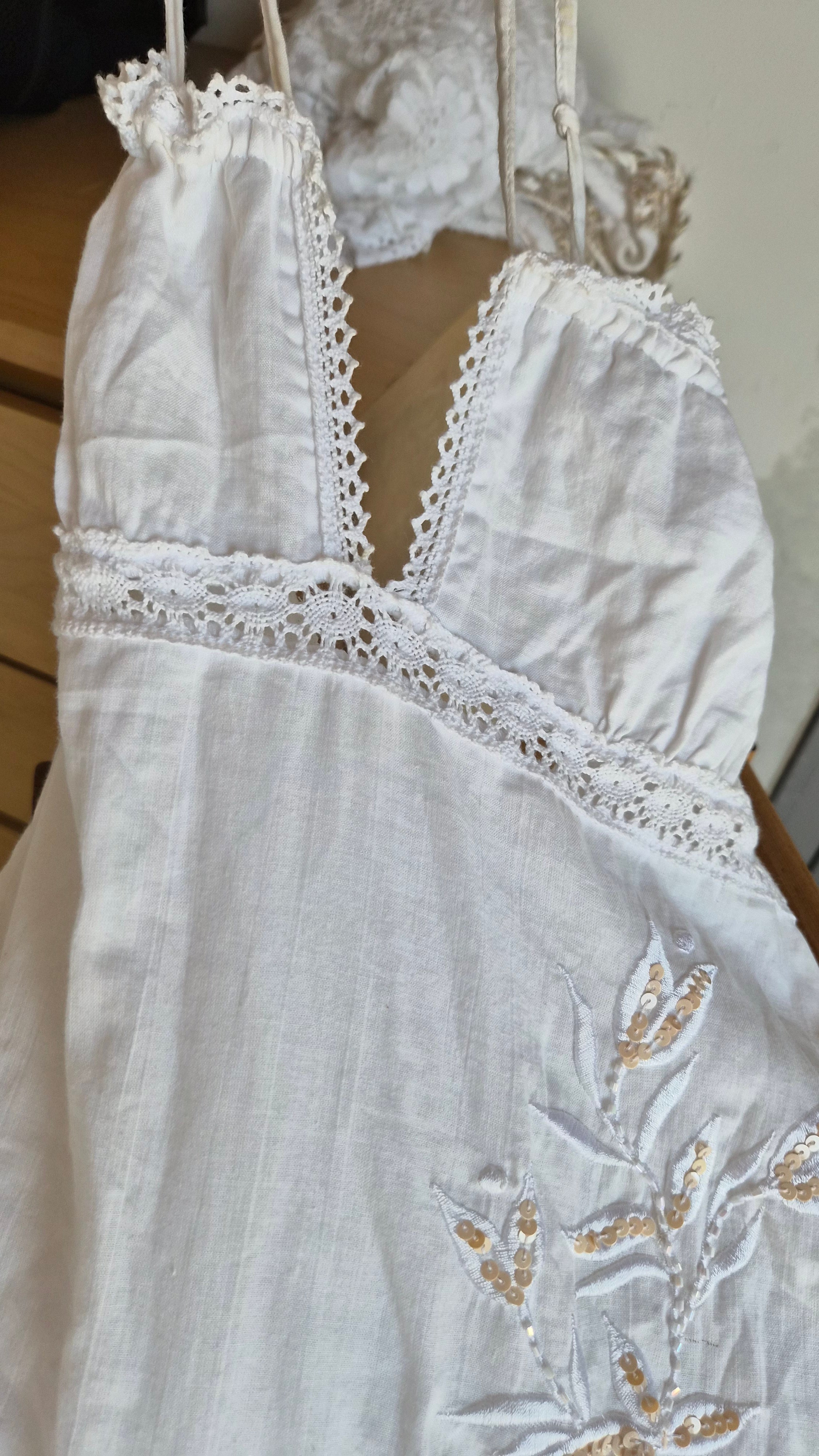 Long Dress | Baumwolle | weiß | Boho | Gr.S