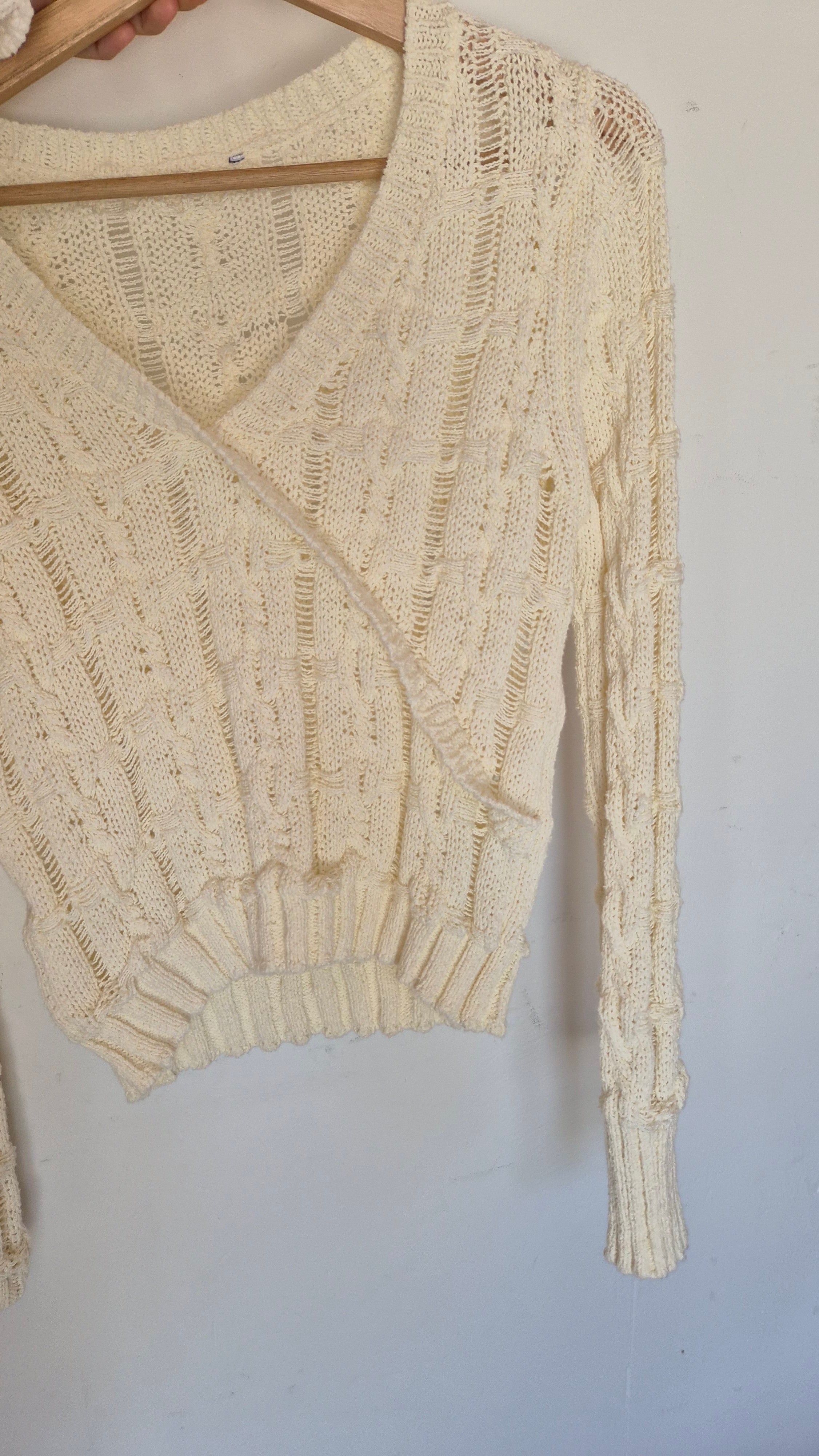 Häkelpullover | Creme | Boho | S