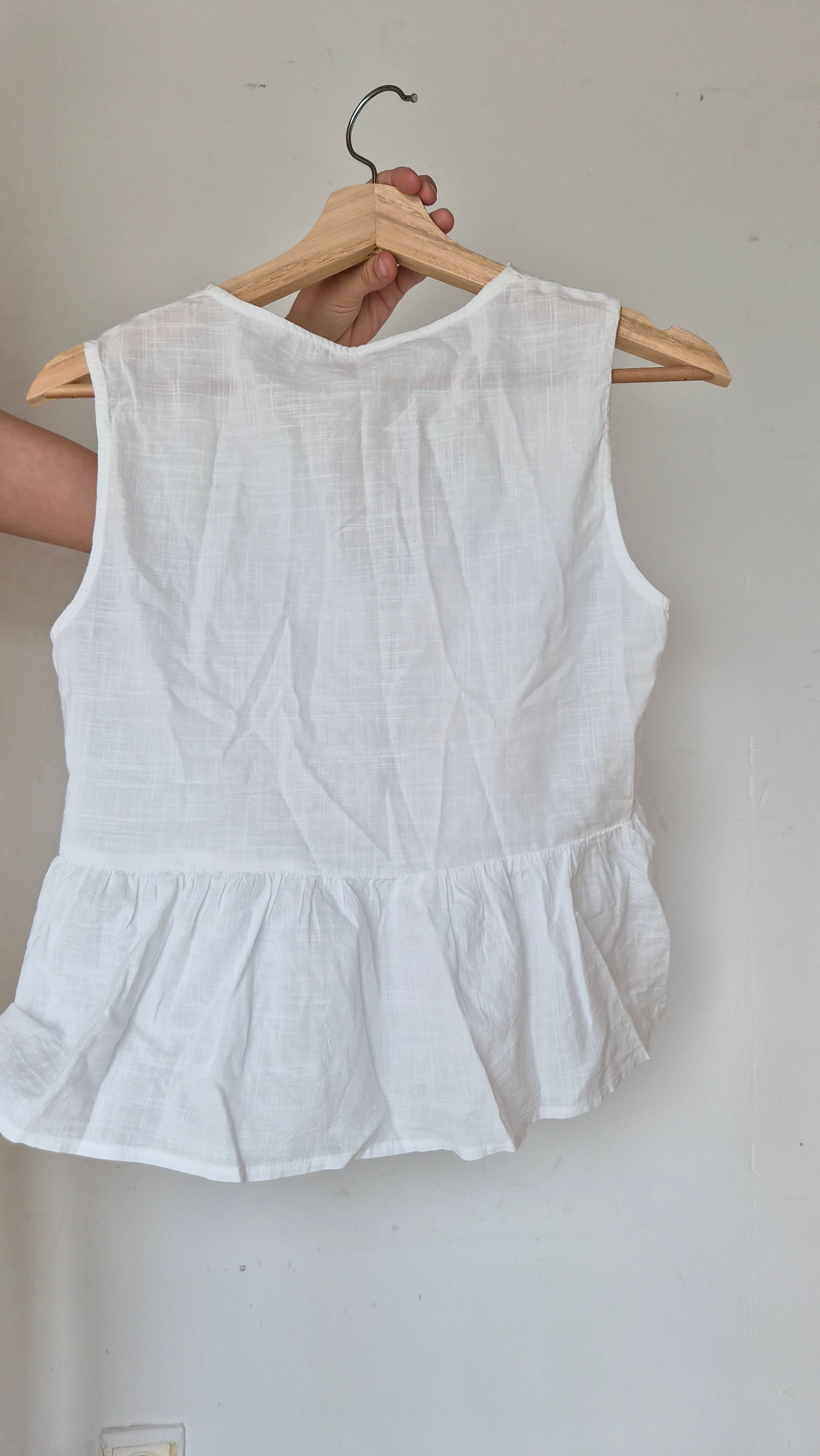 Vintage Leinen-Top mit Schleifendetail S
