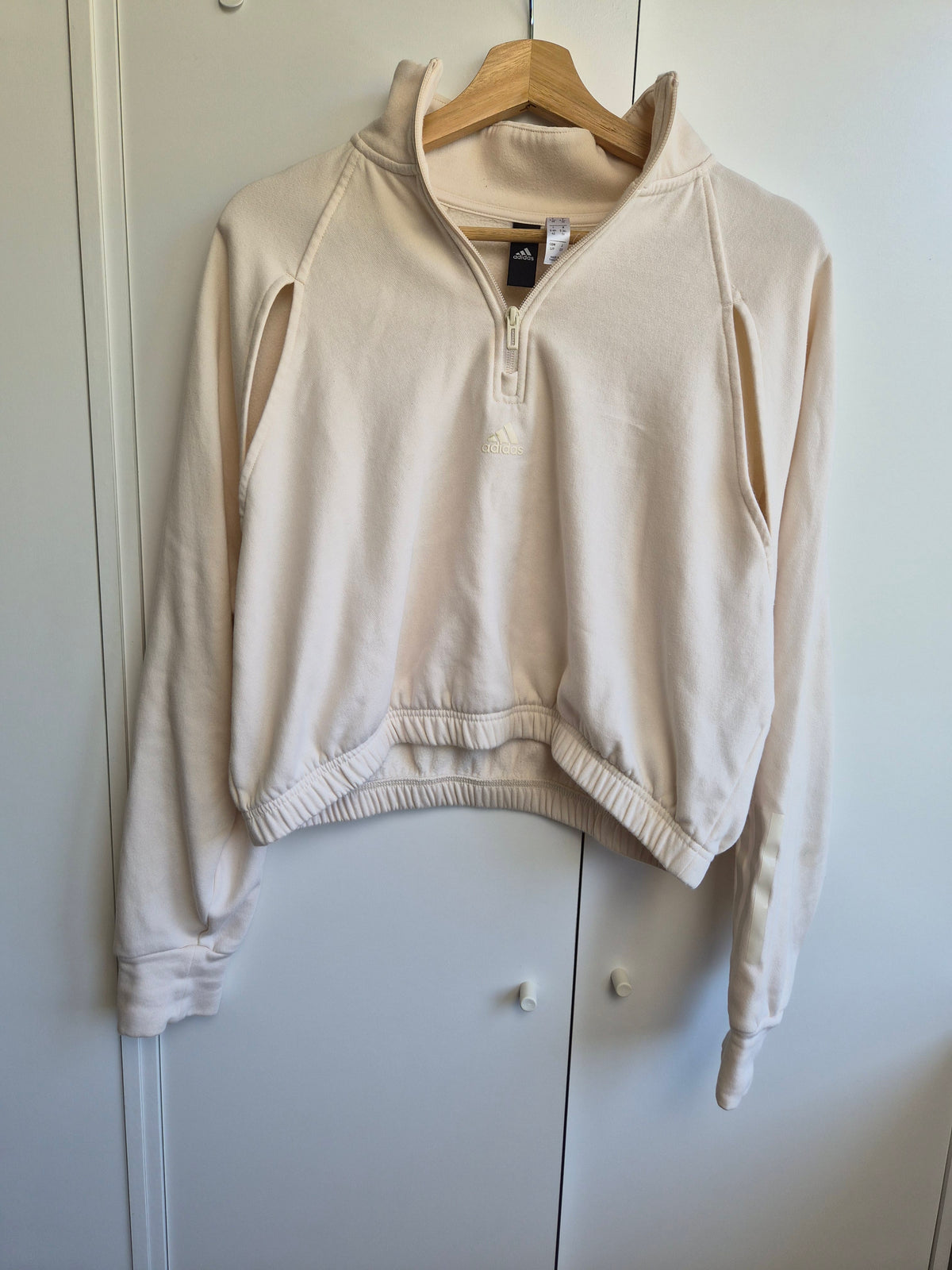 Adidas Halfzip Sweatshirt | Creamy Beige | S