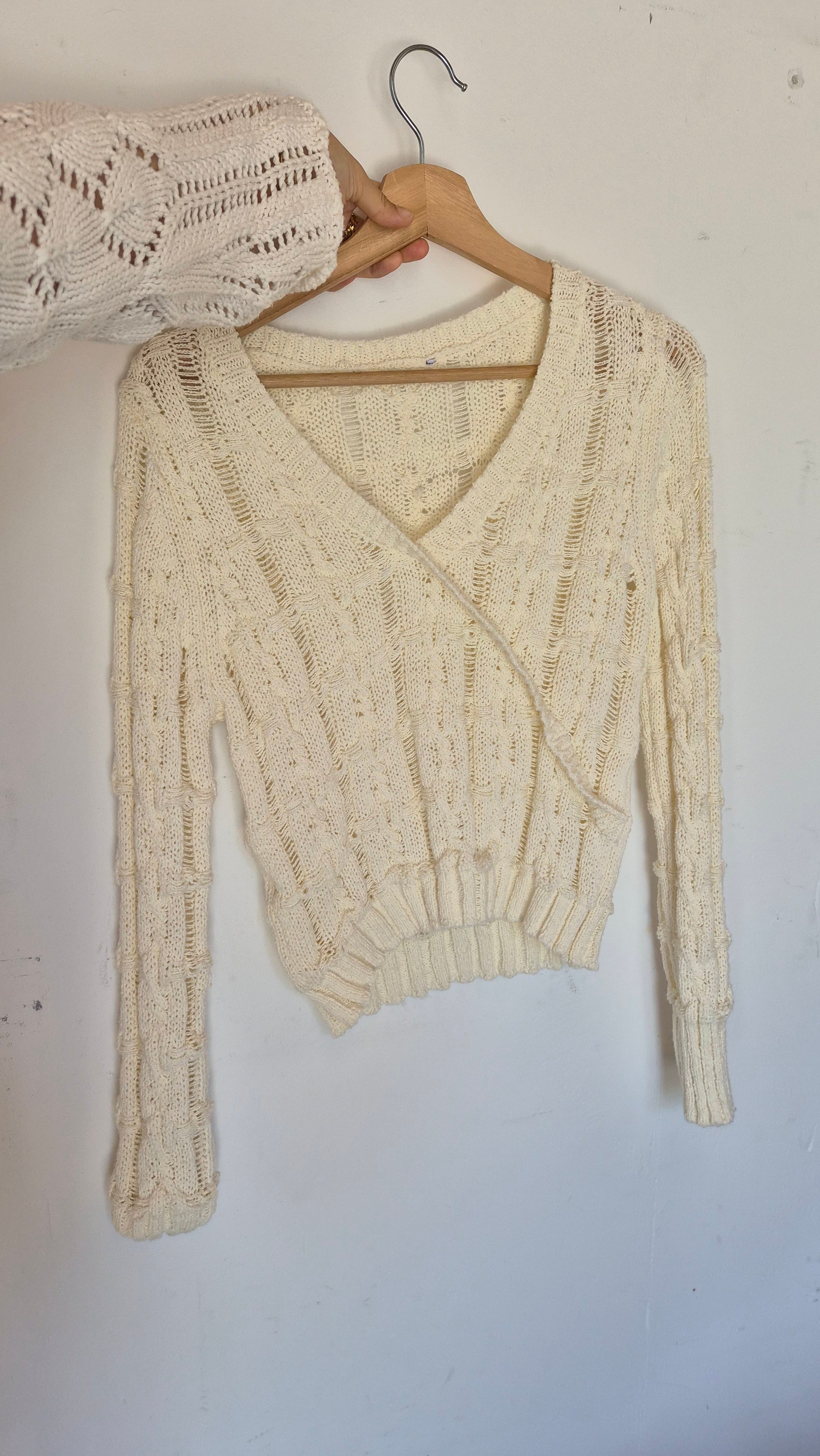 Häkelpullover | Creme | Boho | S