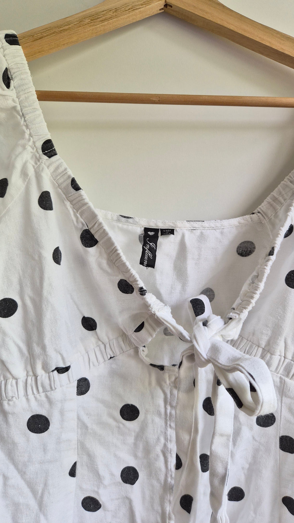 Polka Dot Minikleid | Schwarz weiß | Blogger | Baumwolle Leinen | M