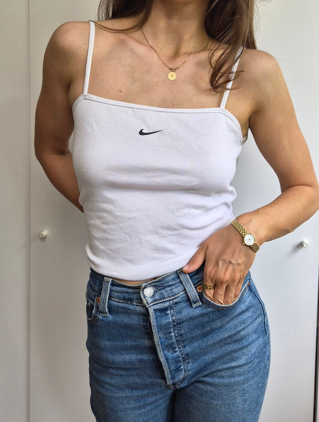Nike Vintage Spaghetti Top | weiß | Y2K | S