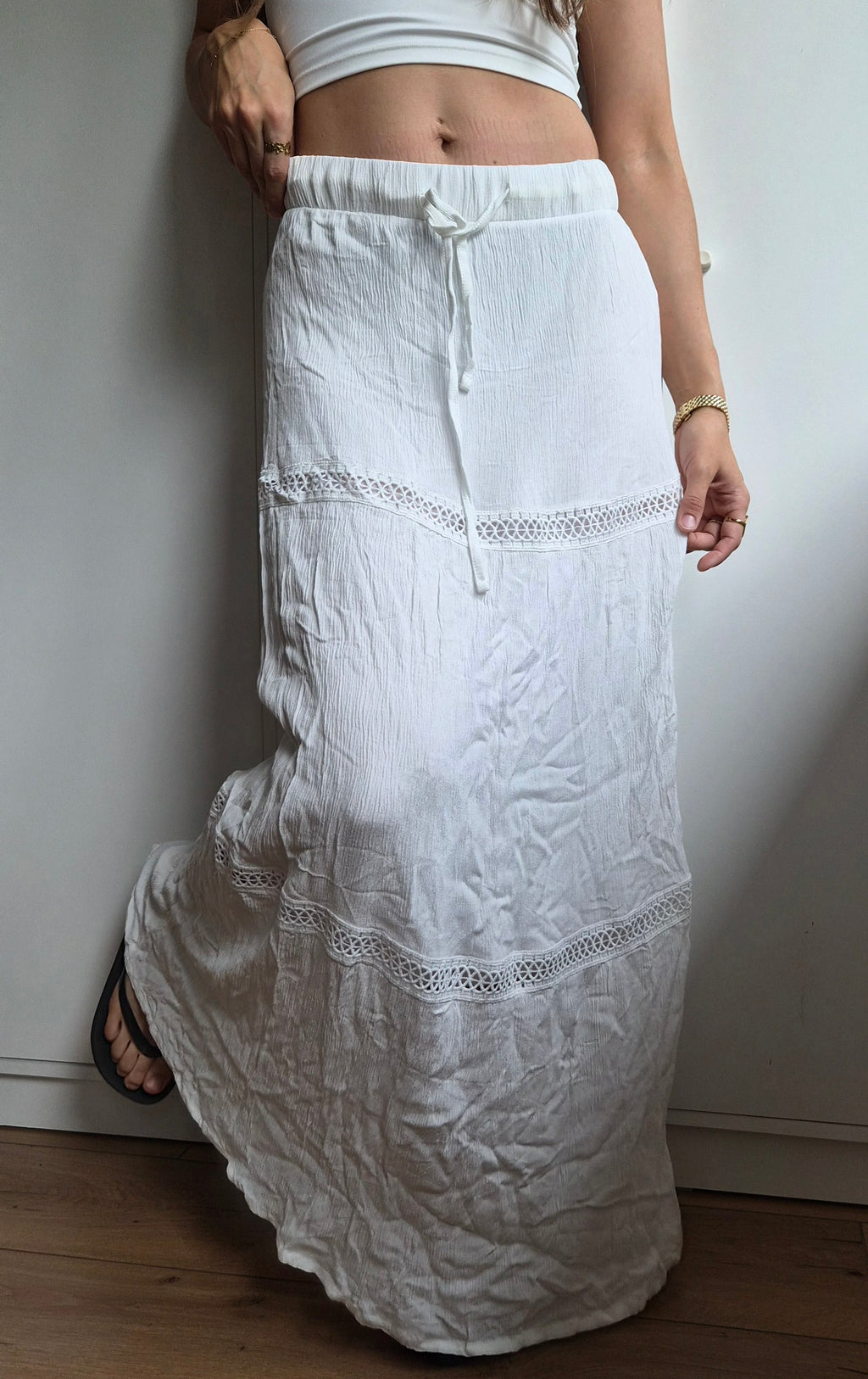 Bodenlanger Rock | Weiß | Boho | S