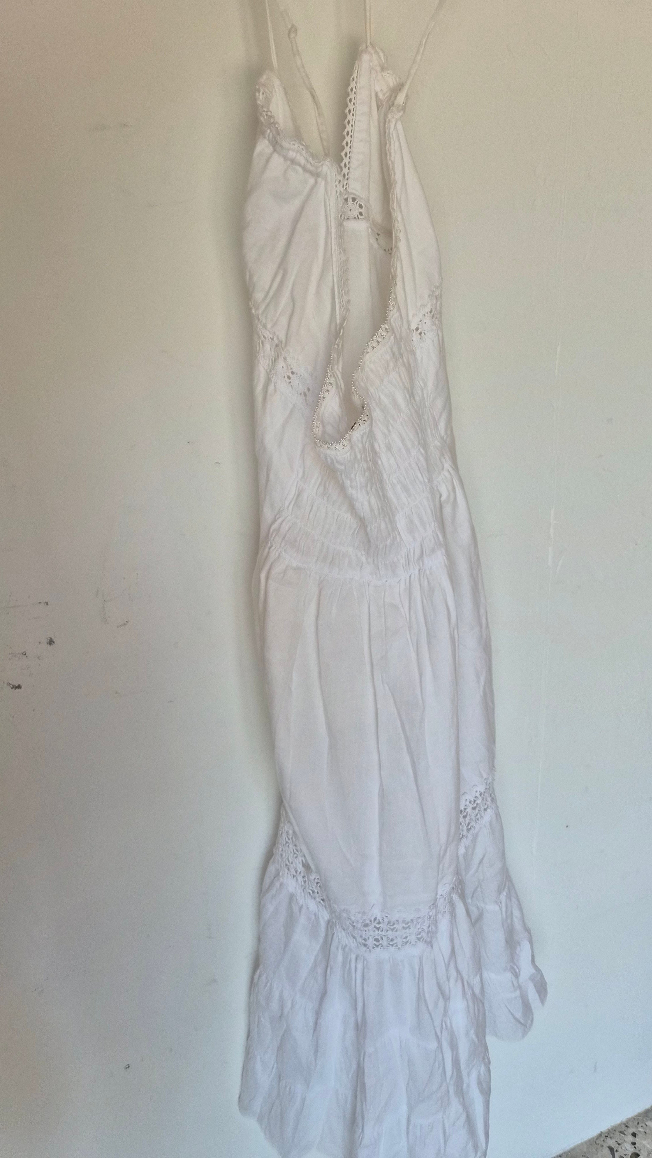 Long Dress | Baumwolle | weiß | Boho | Gr.S