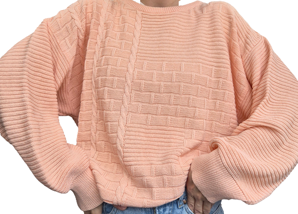 Vintage Knit Sweater | Oversize | Peachy Apricot | S