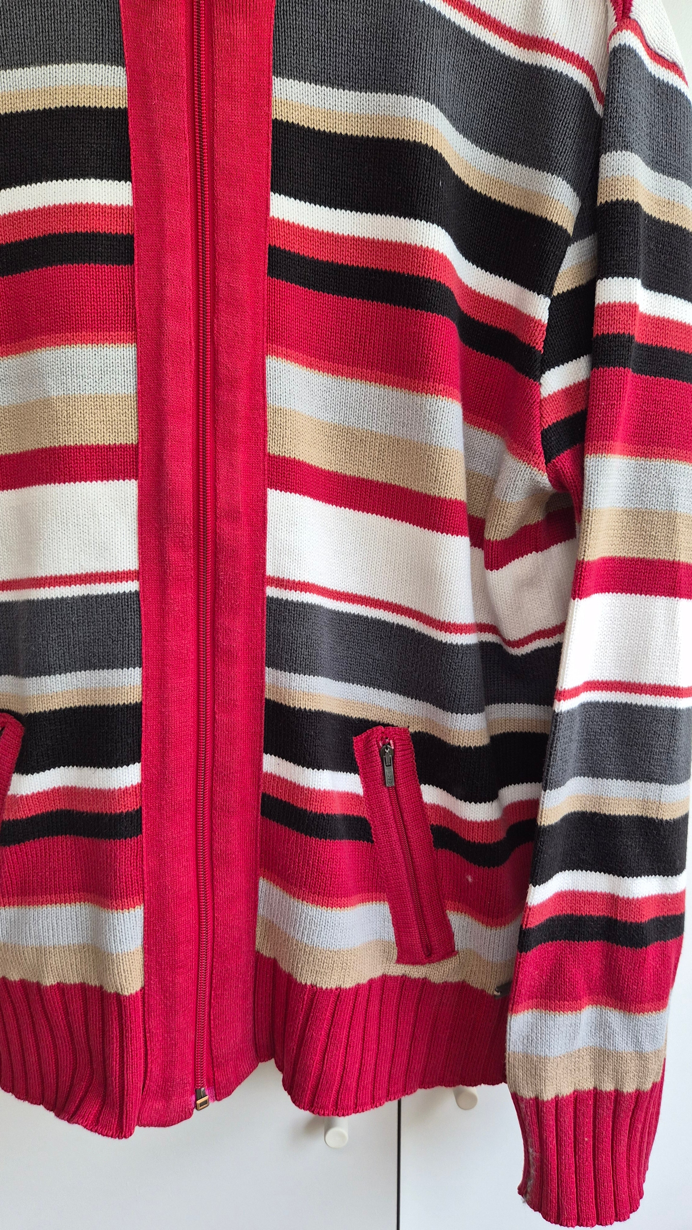 Vintage Zip Strickjacke gestreift
