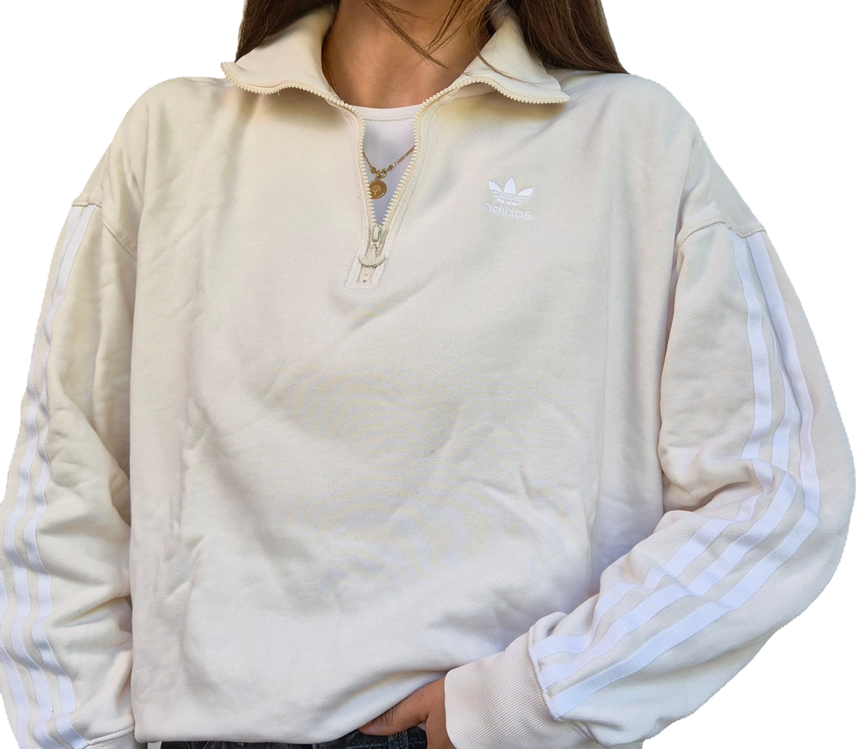 Adidas Halfzip Sweatshirt | Creme | Clean Basic | XS bis S