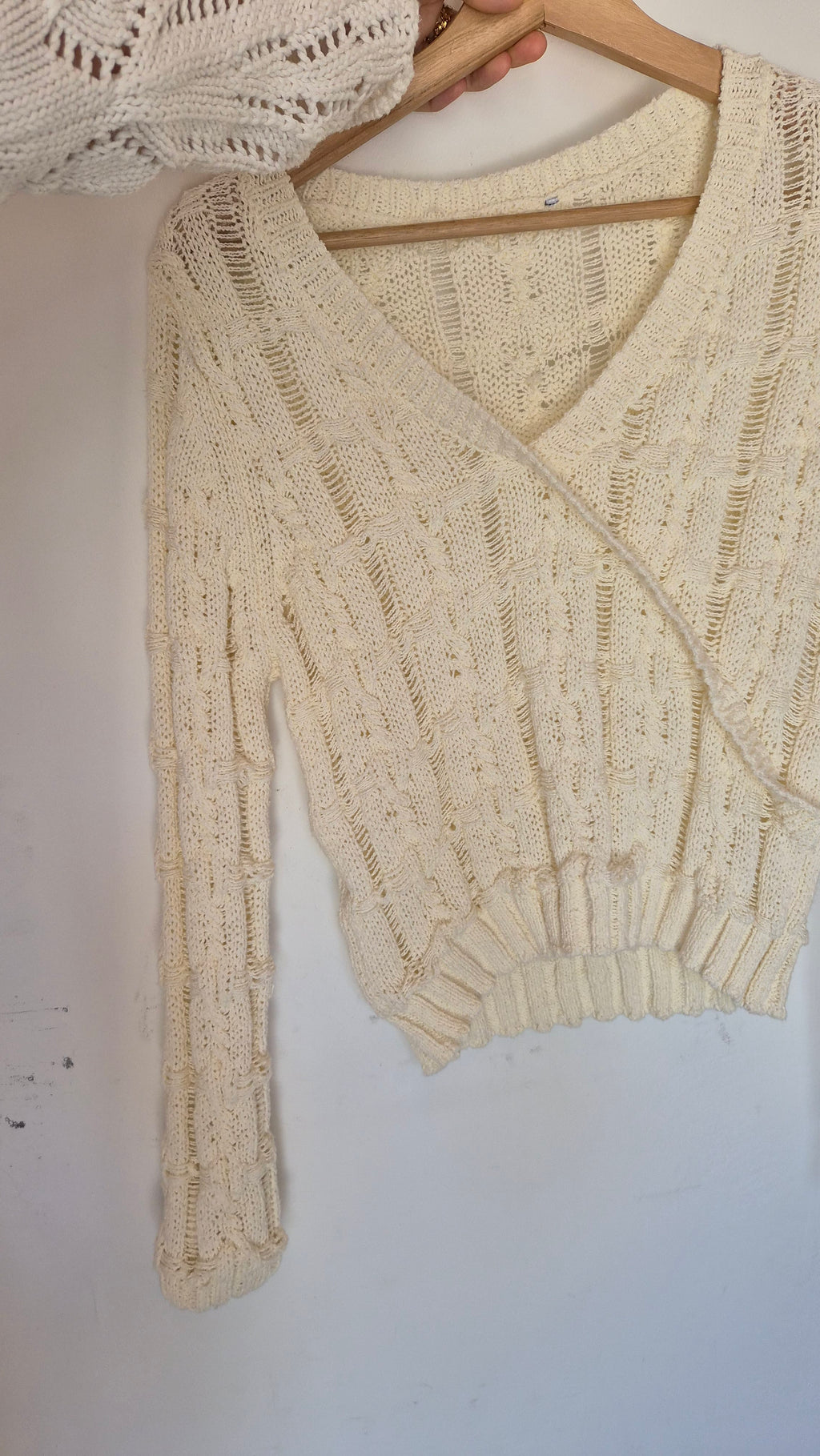 Häkelpullover | Creme | Boho | S