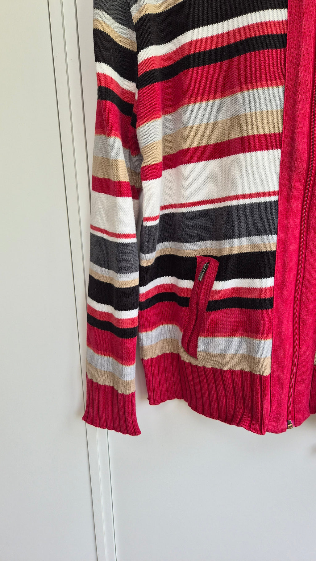 Vintage Zip Strickjacke gestreift