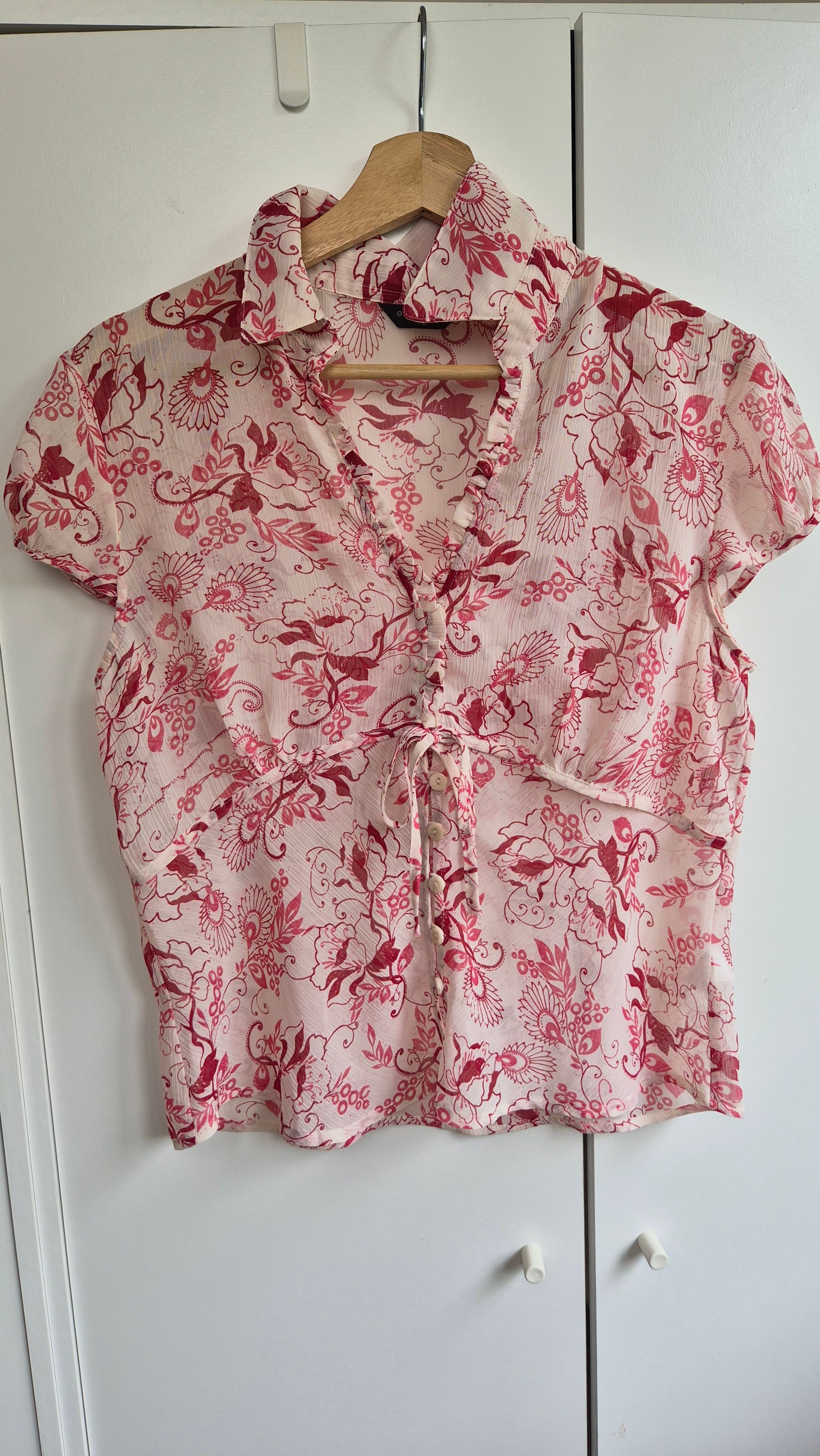 Florale Y2K Kurzarm Bluse