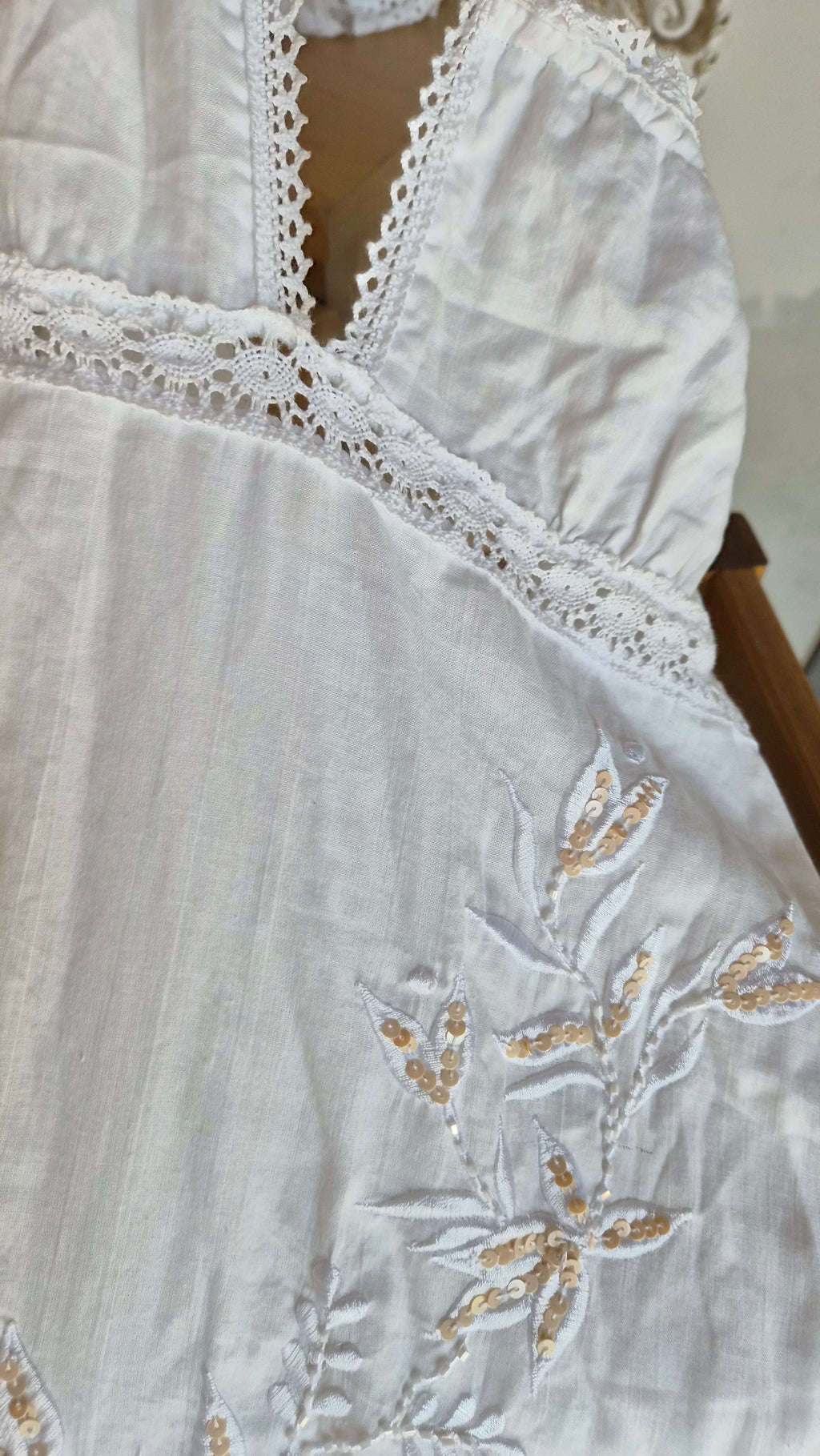 Long Dress | Baumwolle | weiß | Boho | Gr.S
