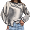 Striped Knit Cardigan| Creamy Grey | Scandi (S)