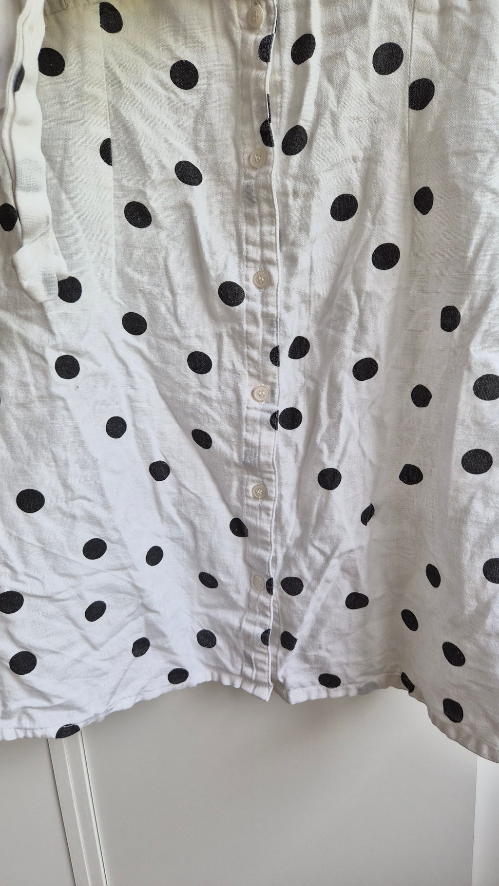 Polka Dot Minikleid | Schwarz weiß | Blogger | Baumwolle Leinen | M