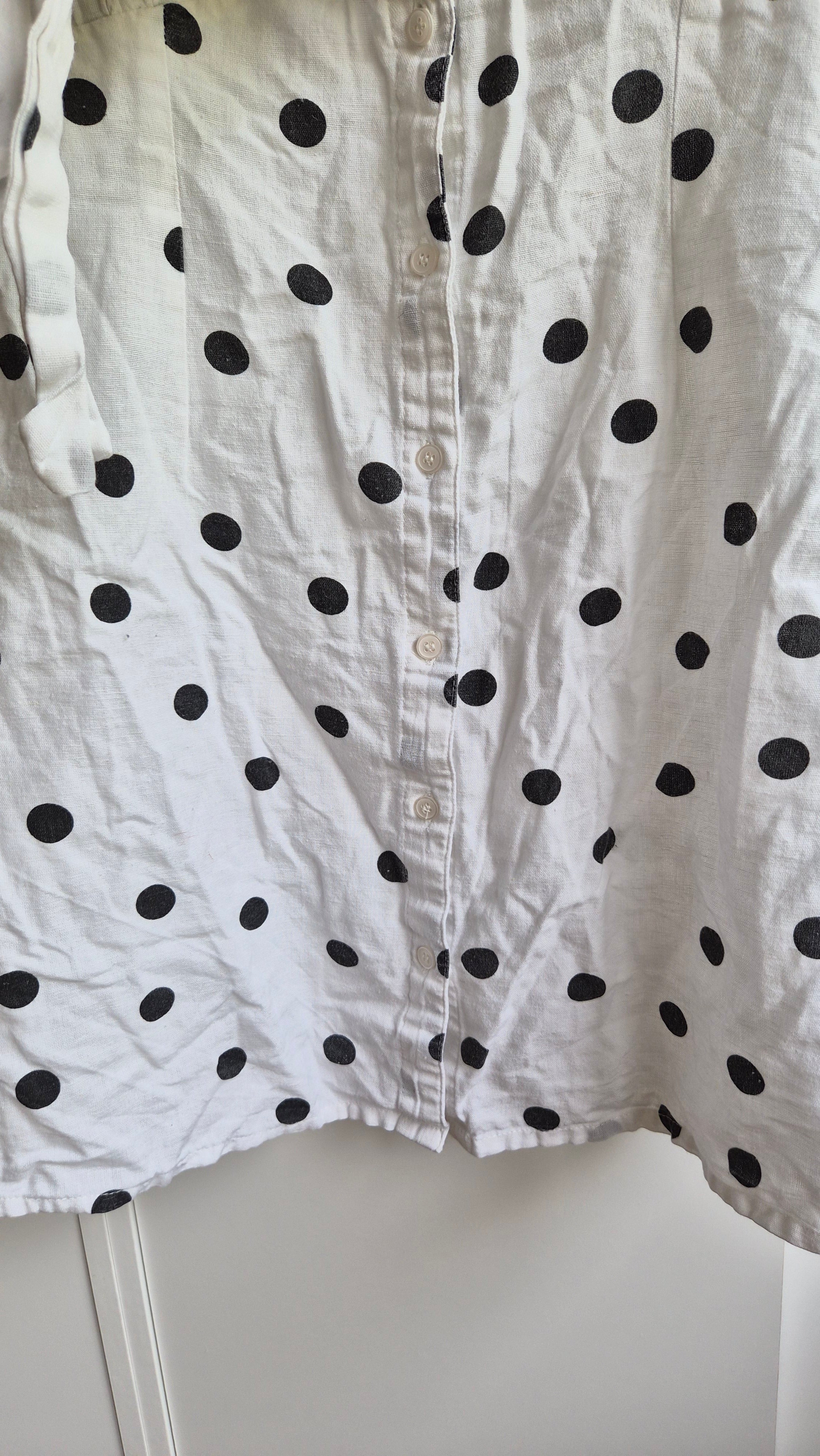 Polka Dot Minikleid | Schwarz weiß | Blogger | Baumwolle Leinen | M