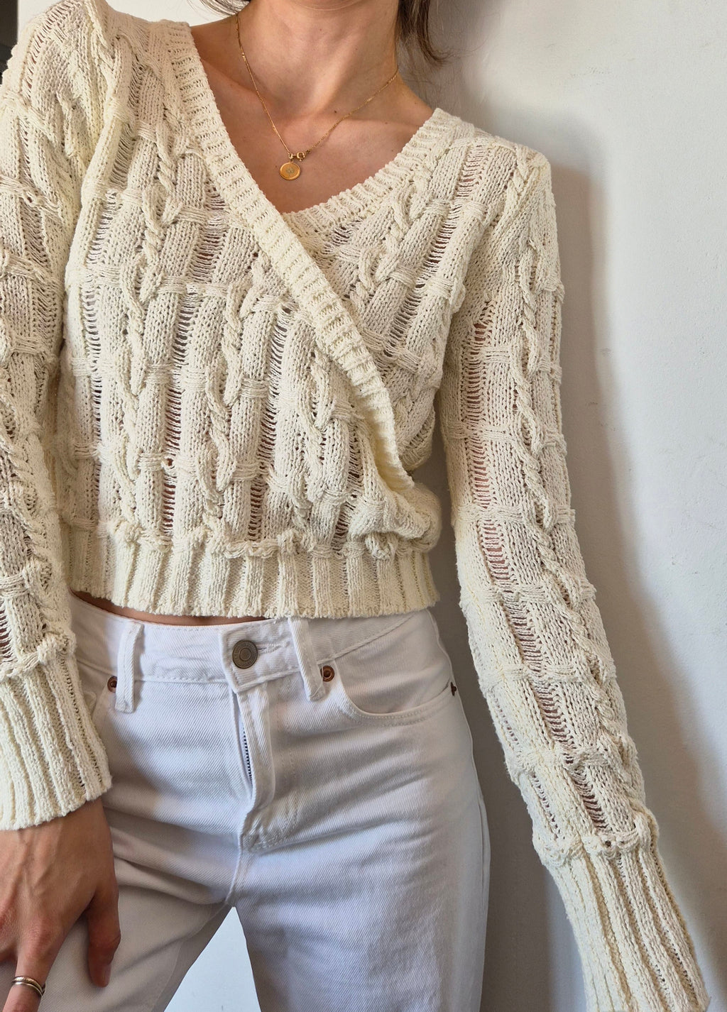 Häkelpullover | Creme | Boho | S