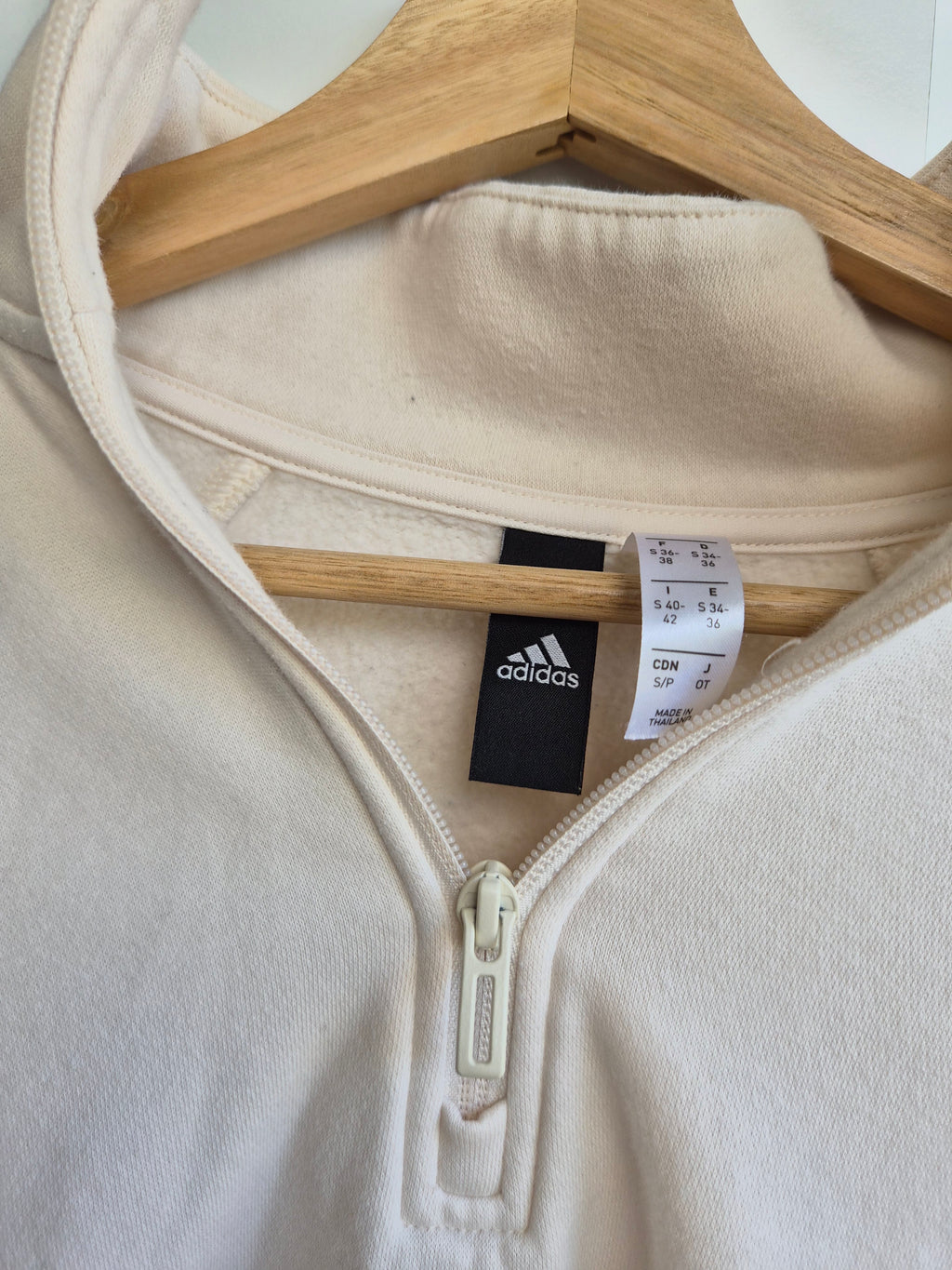 Adidas Halfzip Sweatshirt | Creamy Beige | S