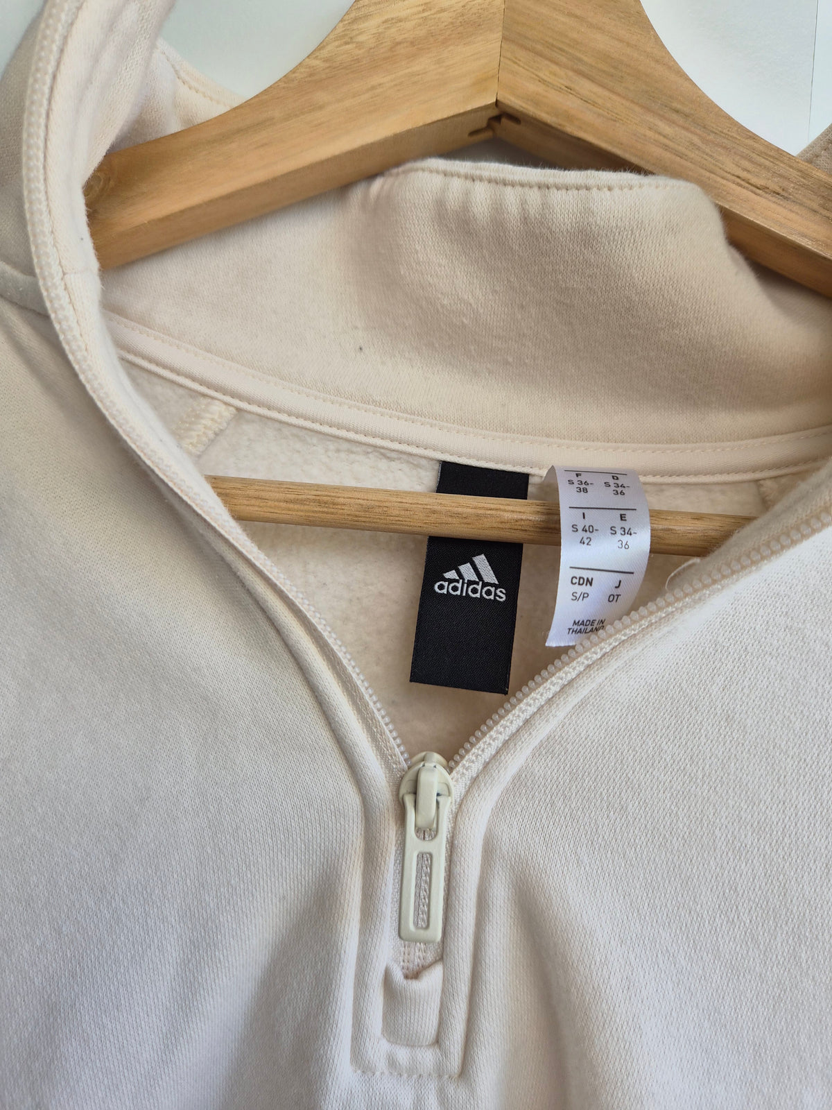 Adidas Halfzip Sweatshirt | Creamy Beige | S