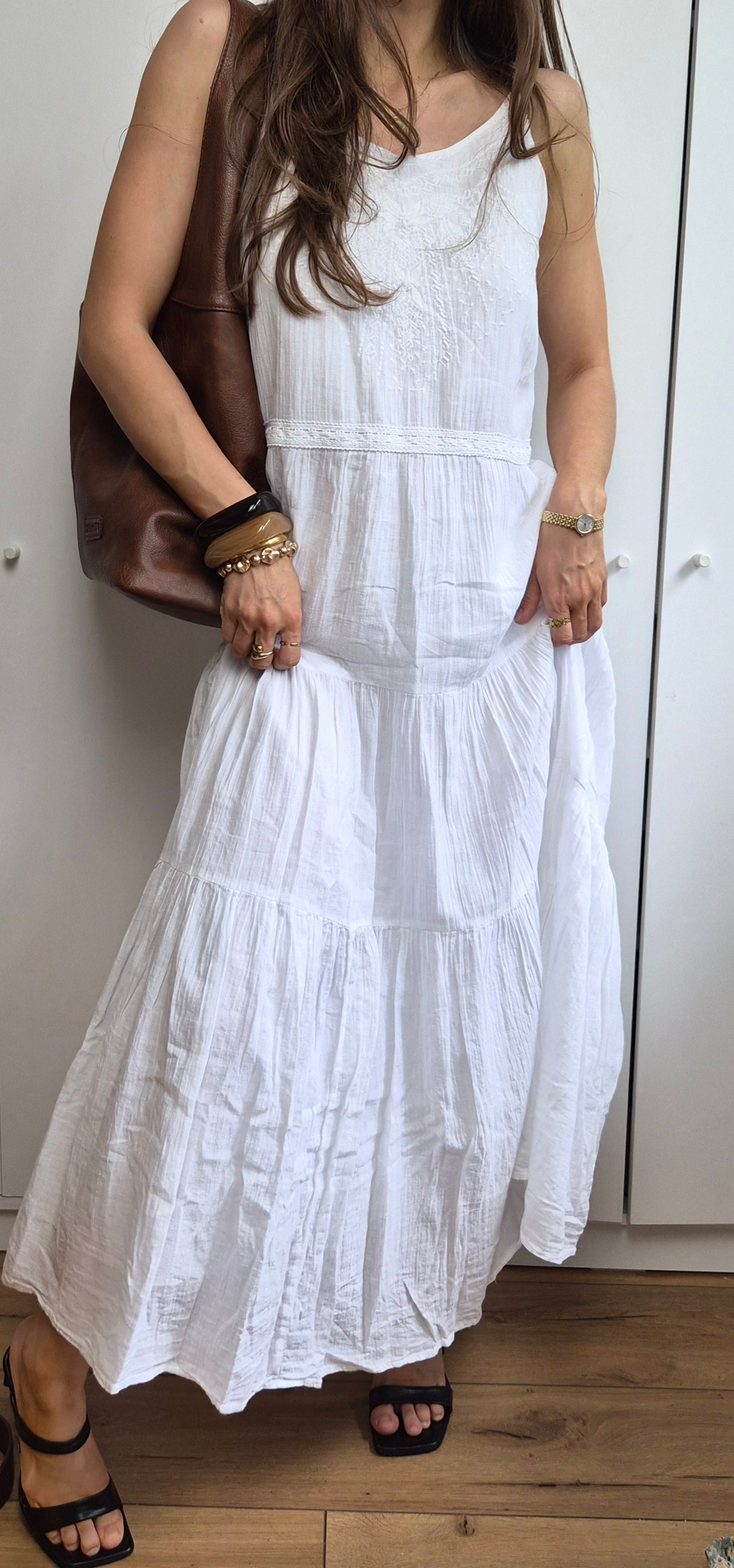 Boho Langes Kleid Baumwolle