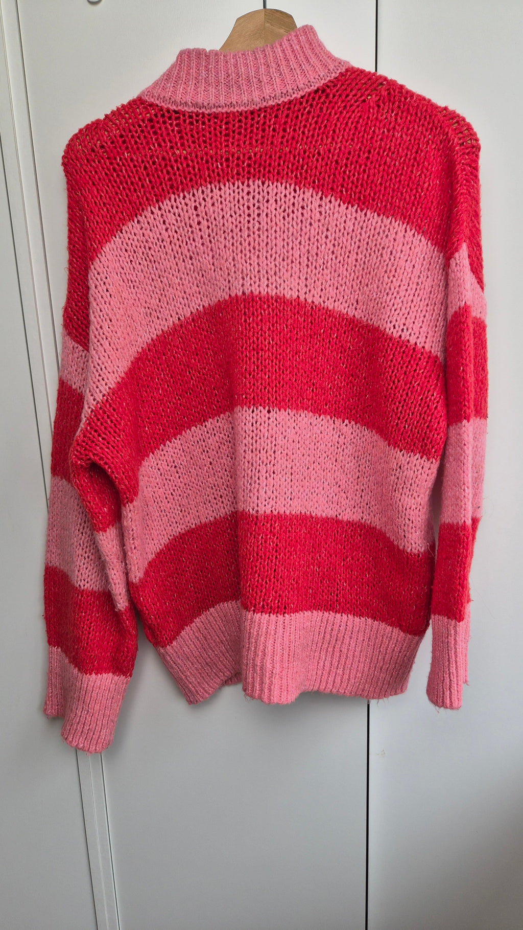 Striped Knit Sweater | Pink Red  | oversized (S)