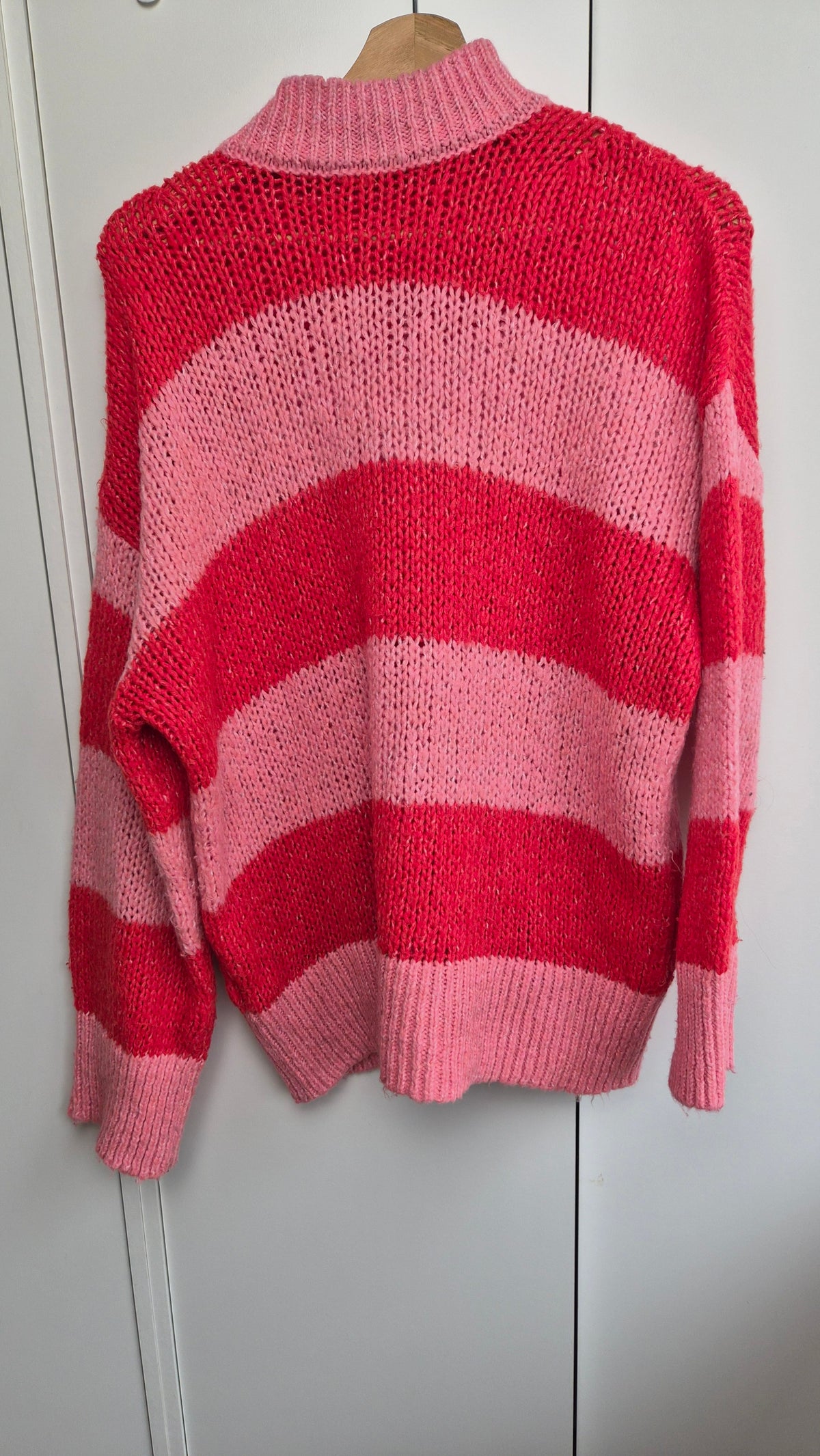 Striped Knit Sweater | Pink Red  | oversized (S)