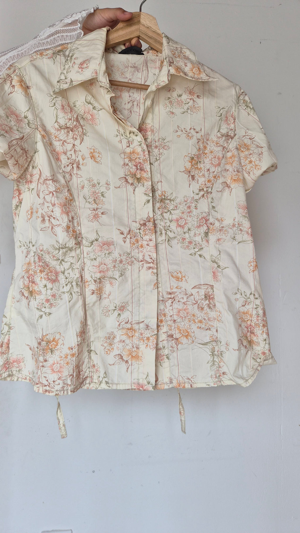 Vintage Blumenbluse in Creme S