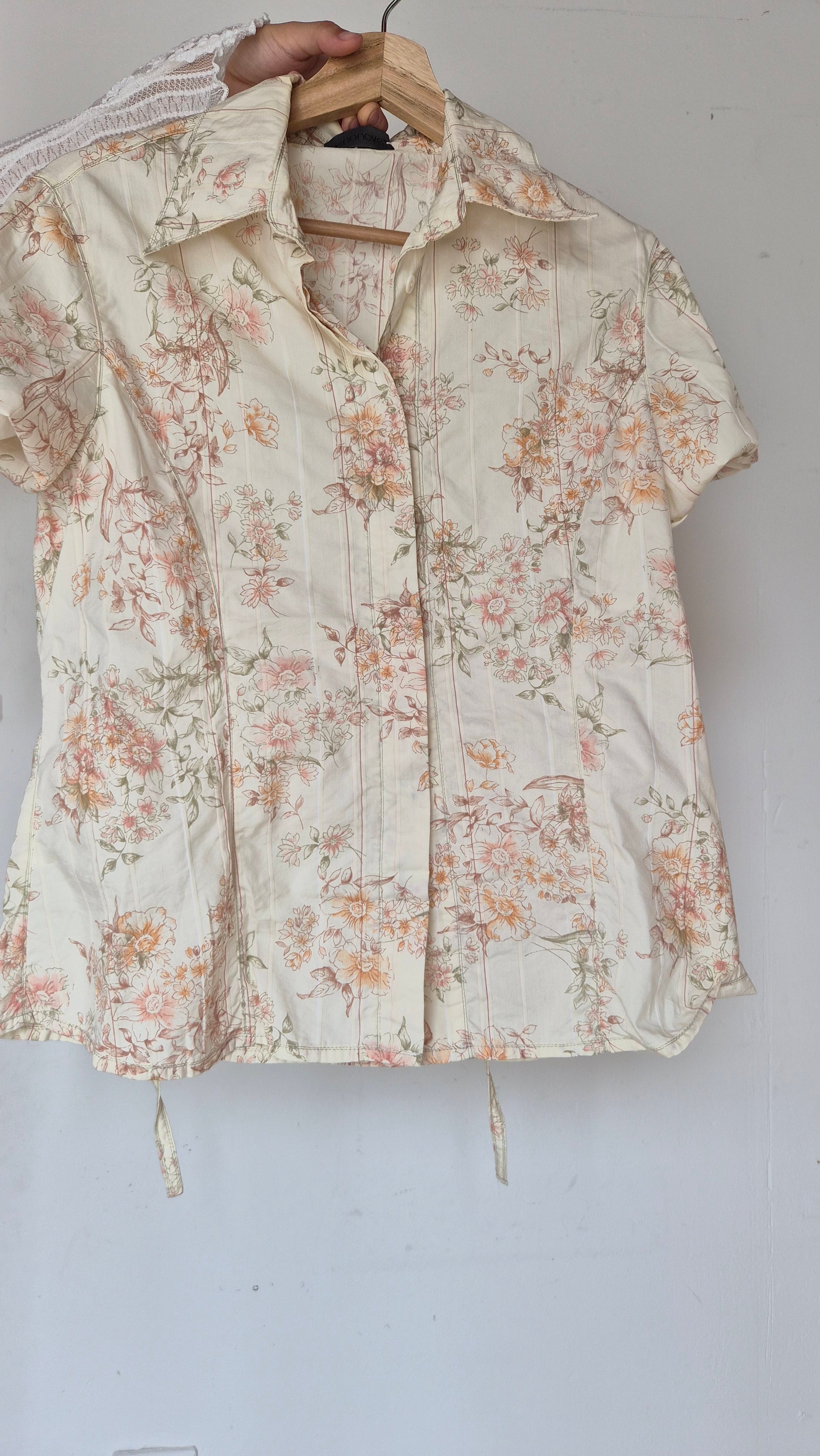 Vintage Blumenbluse in Creme S