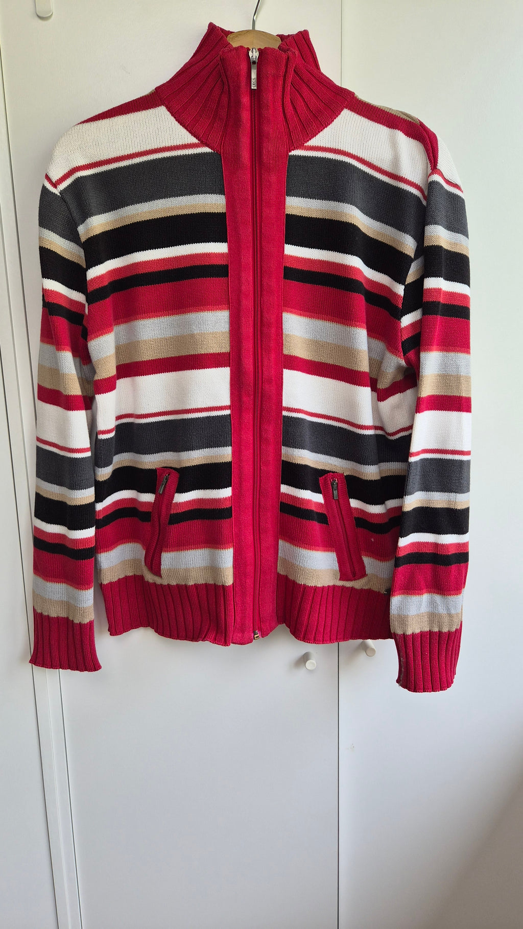 Vintage Zip Strickjacke gestreift