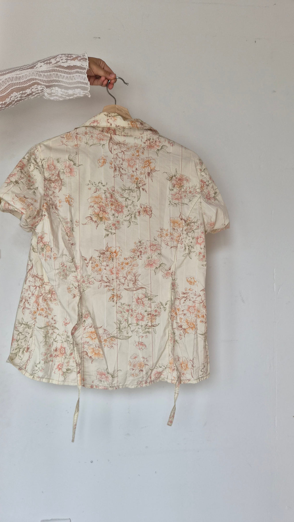 Vintage Blumenbluse in Creme S