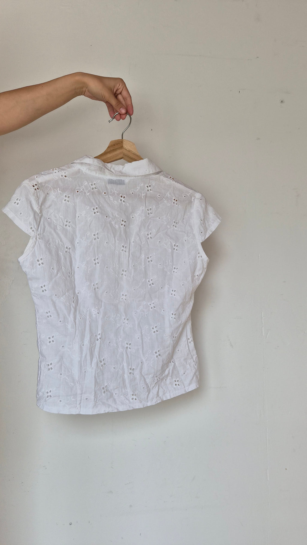 Lochstickerei Bluse 100% Baumwolle Weiß S